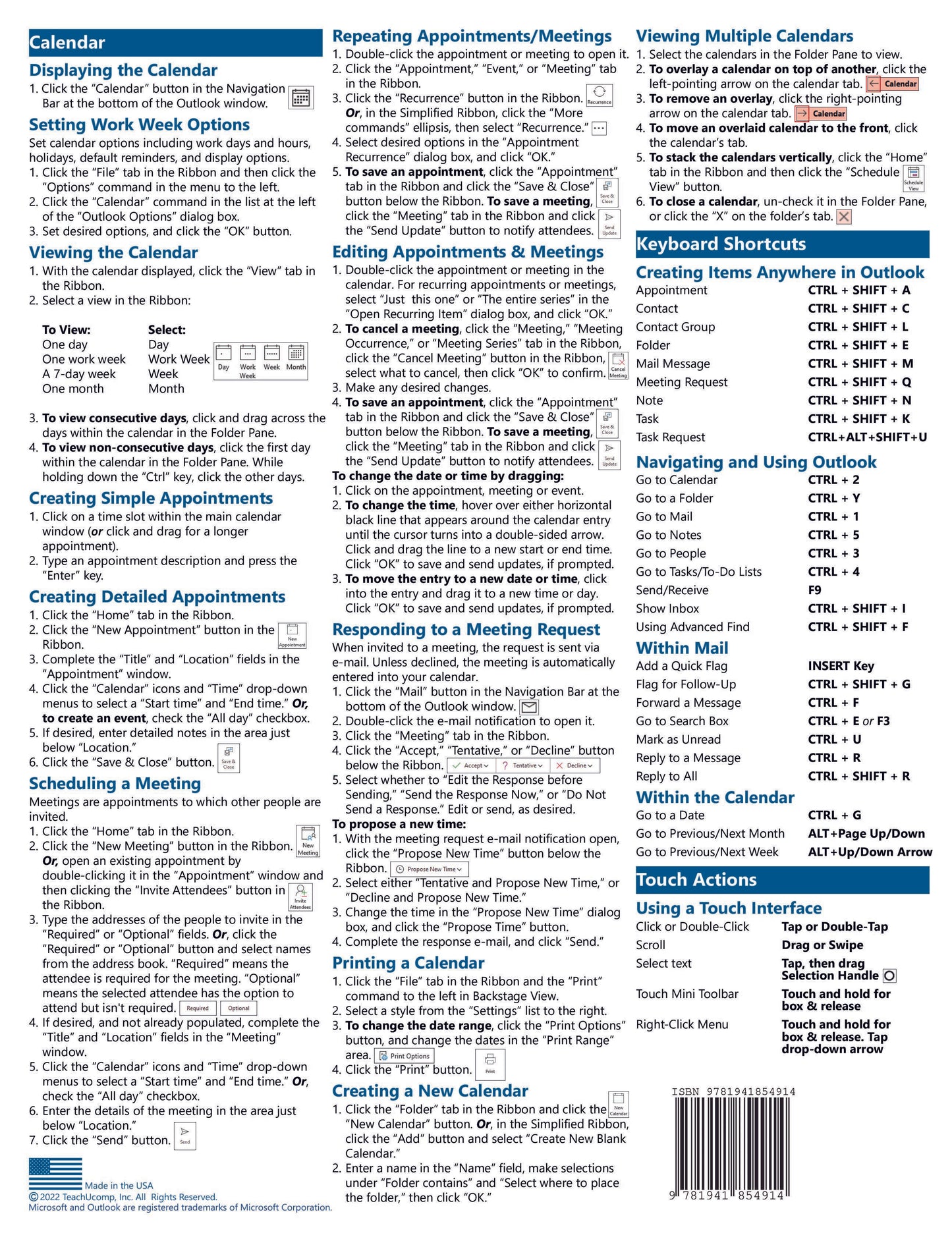 Microsoft Outlook 2021 Quick Reference Guide.