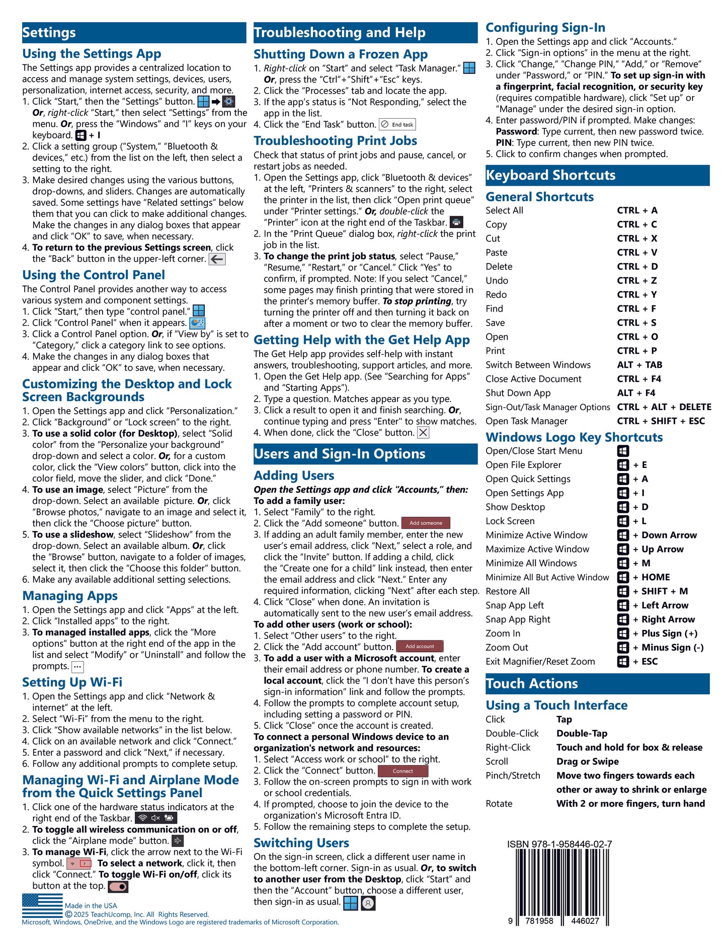 Windows 11 Quick Reference Guide.