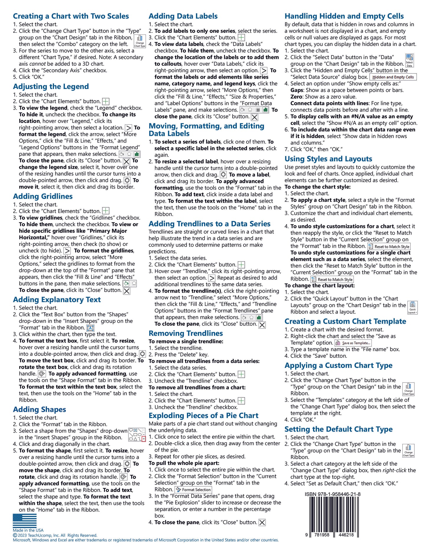 Excel Tables PivotTables and Charts Quick Reference Guide.