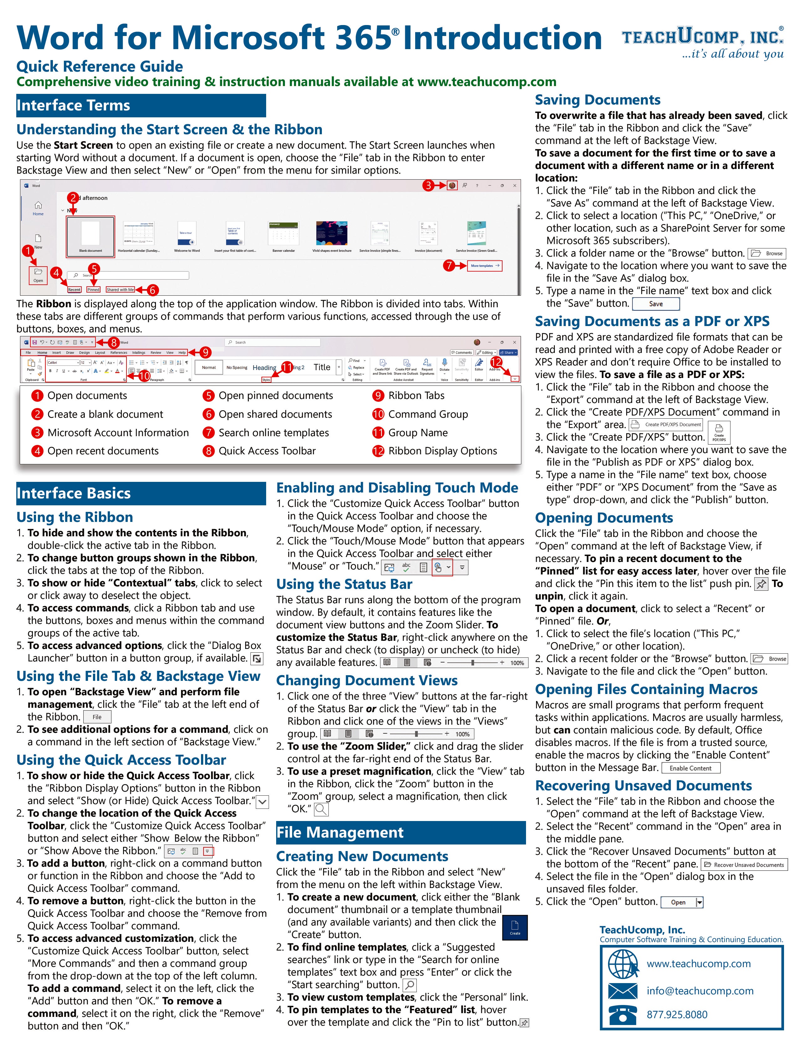 Word for Microsoft 365 Introductory Quick Reference Guide – teachucomp