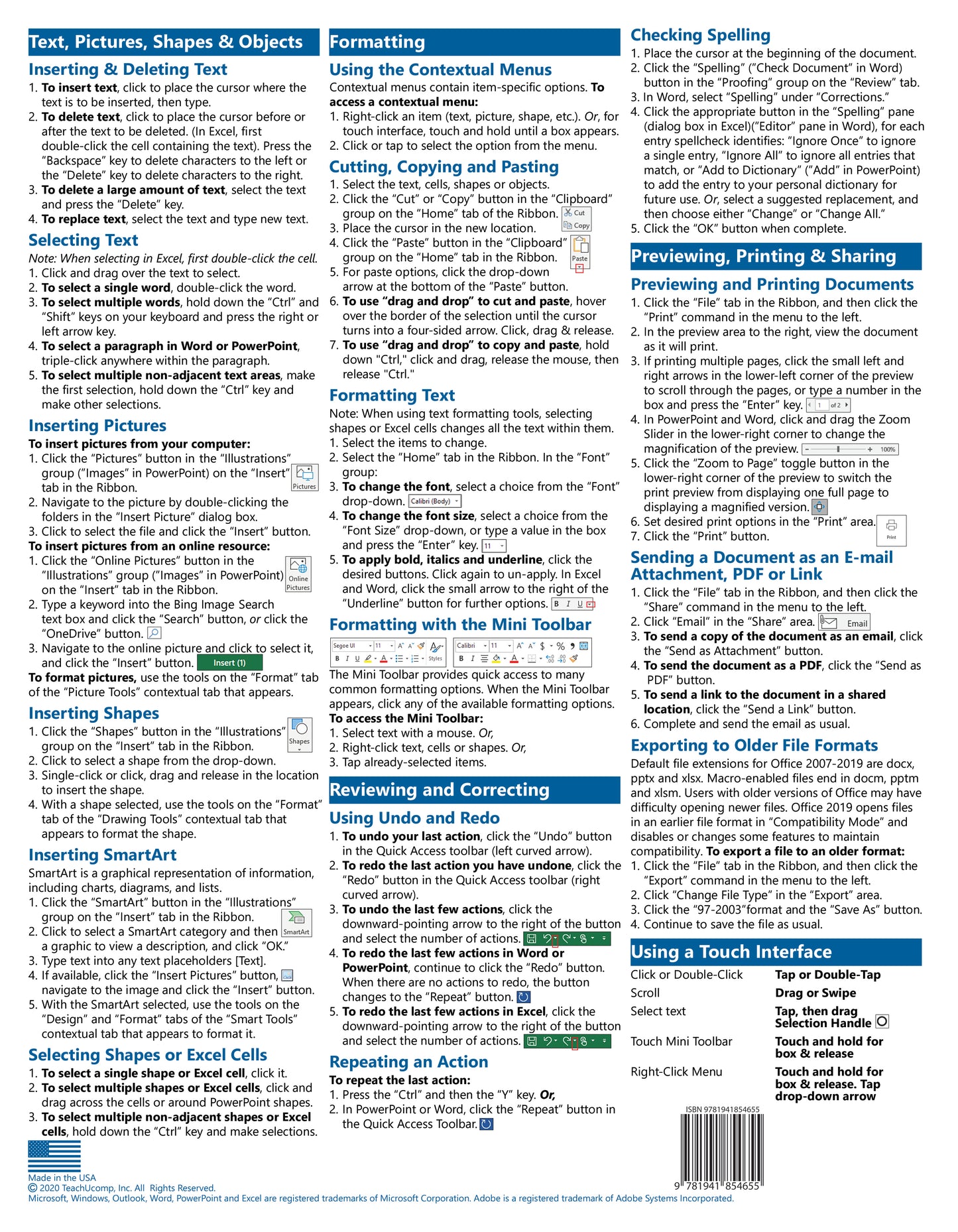 Microsoft 365 Basics Quick Reference Guide.