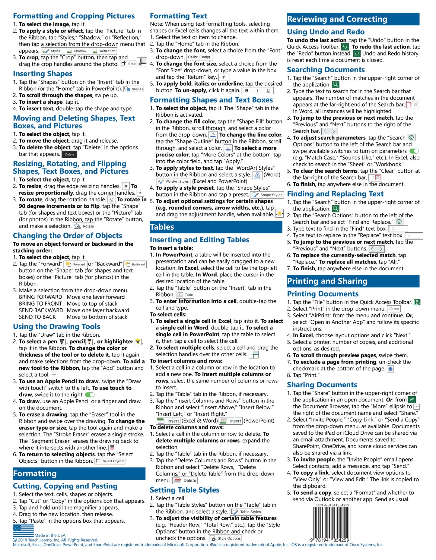 Microsoft Office for iPad Basics Quick Reference Guide.