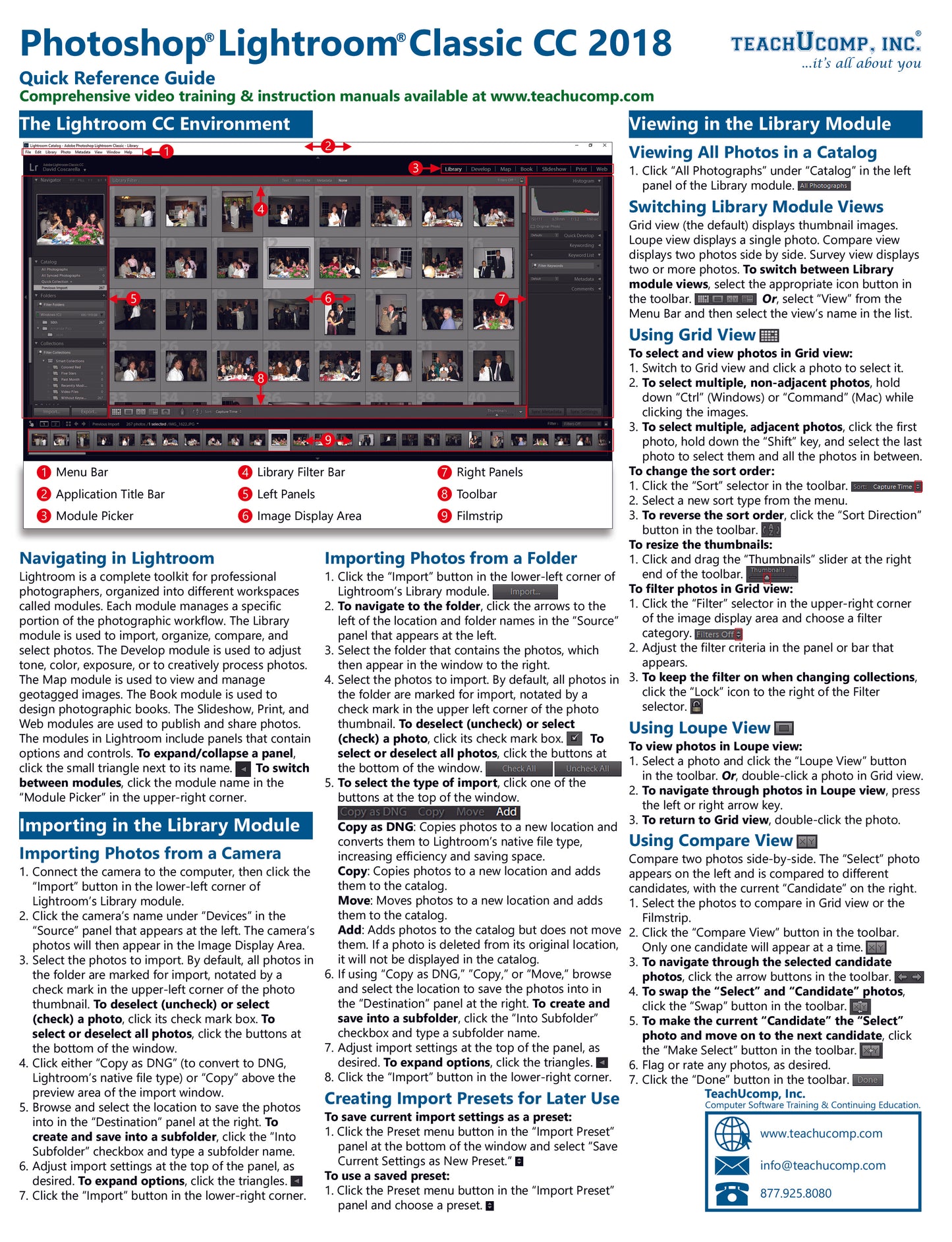 Photoshop Lightroom Classic CC 2018 Quick Reference Guide.