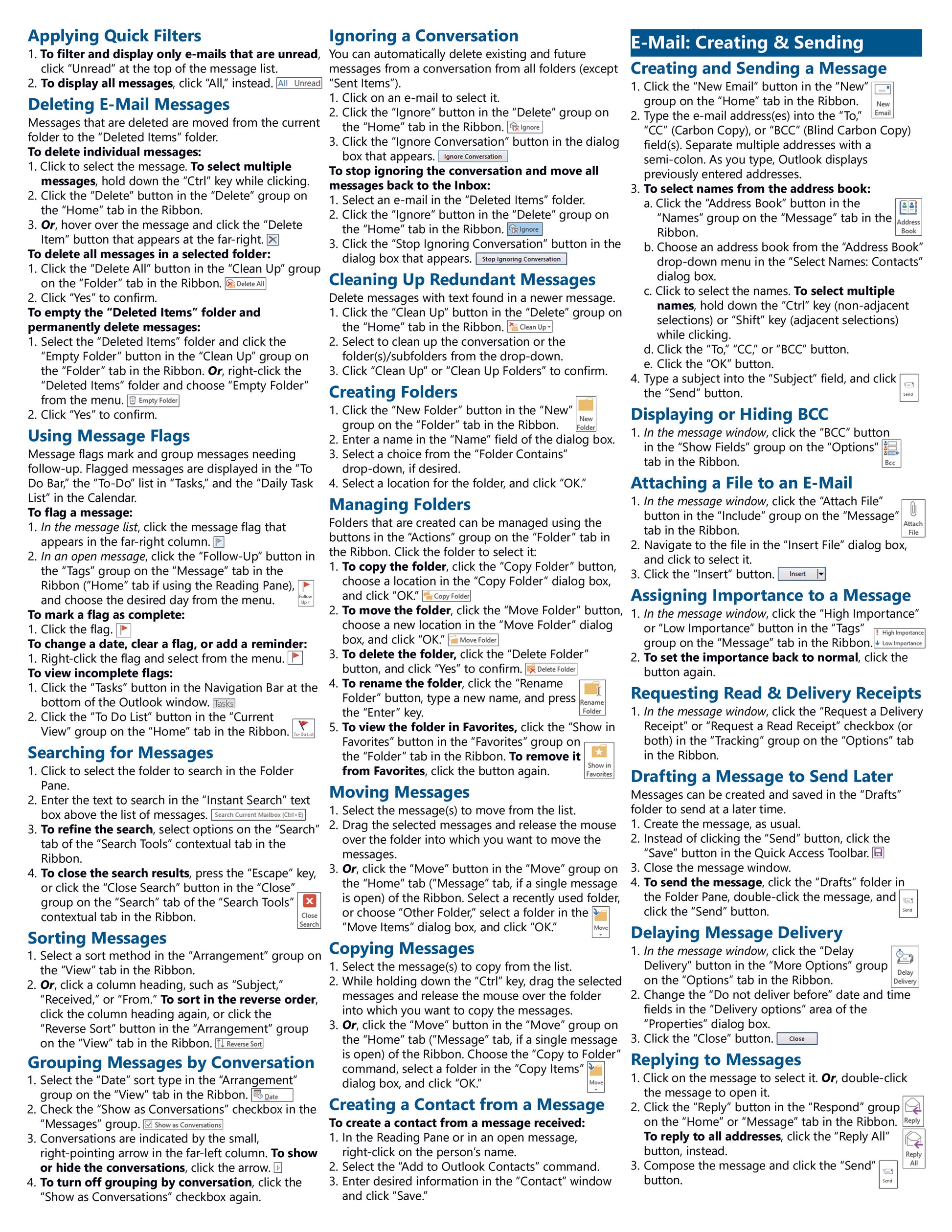 Microsoft Outlook 2013 Quick Reference Guide.