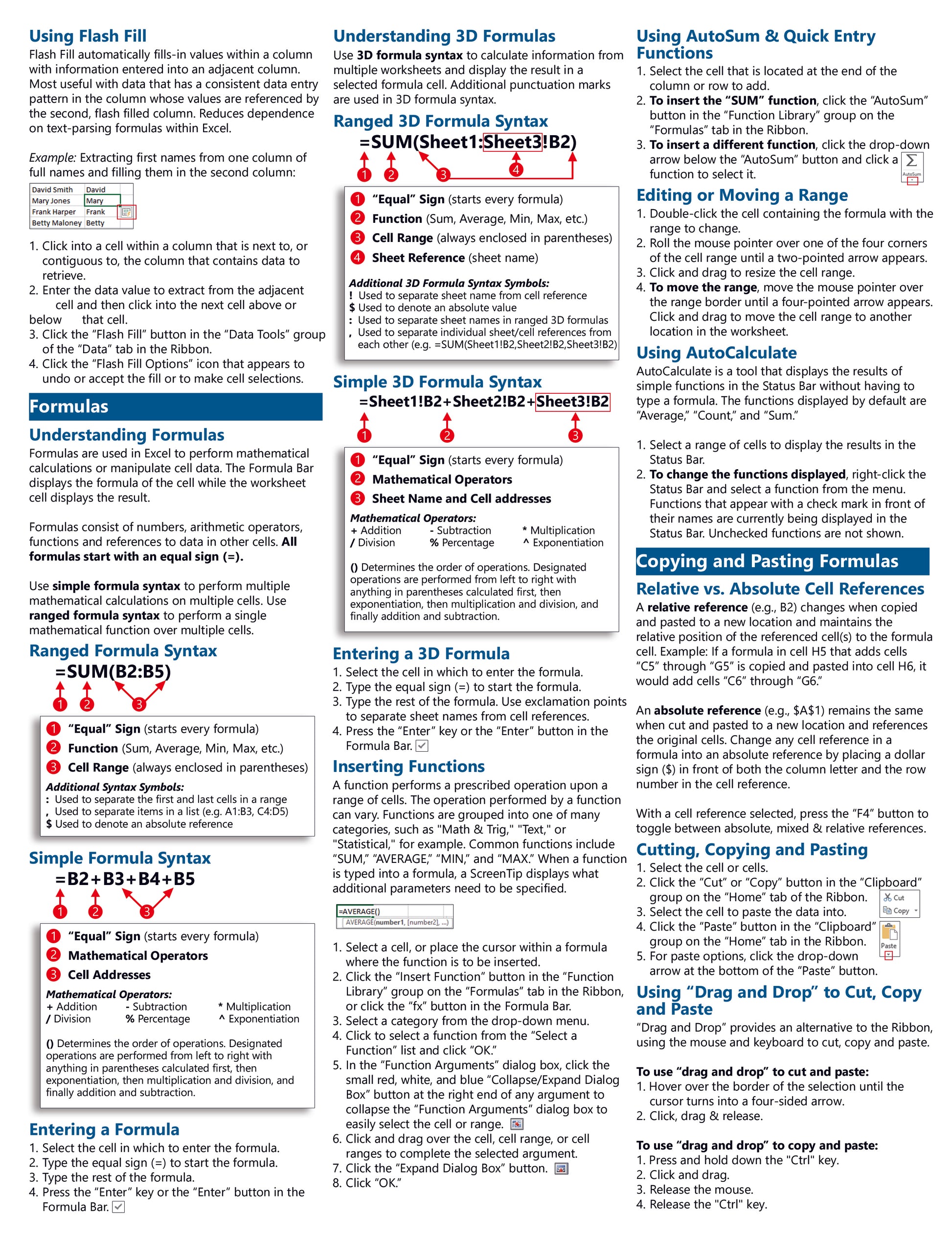 Microsoft Excel 2013 Quick Reference Guide