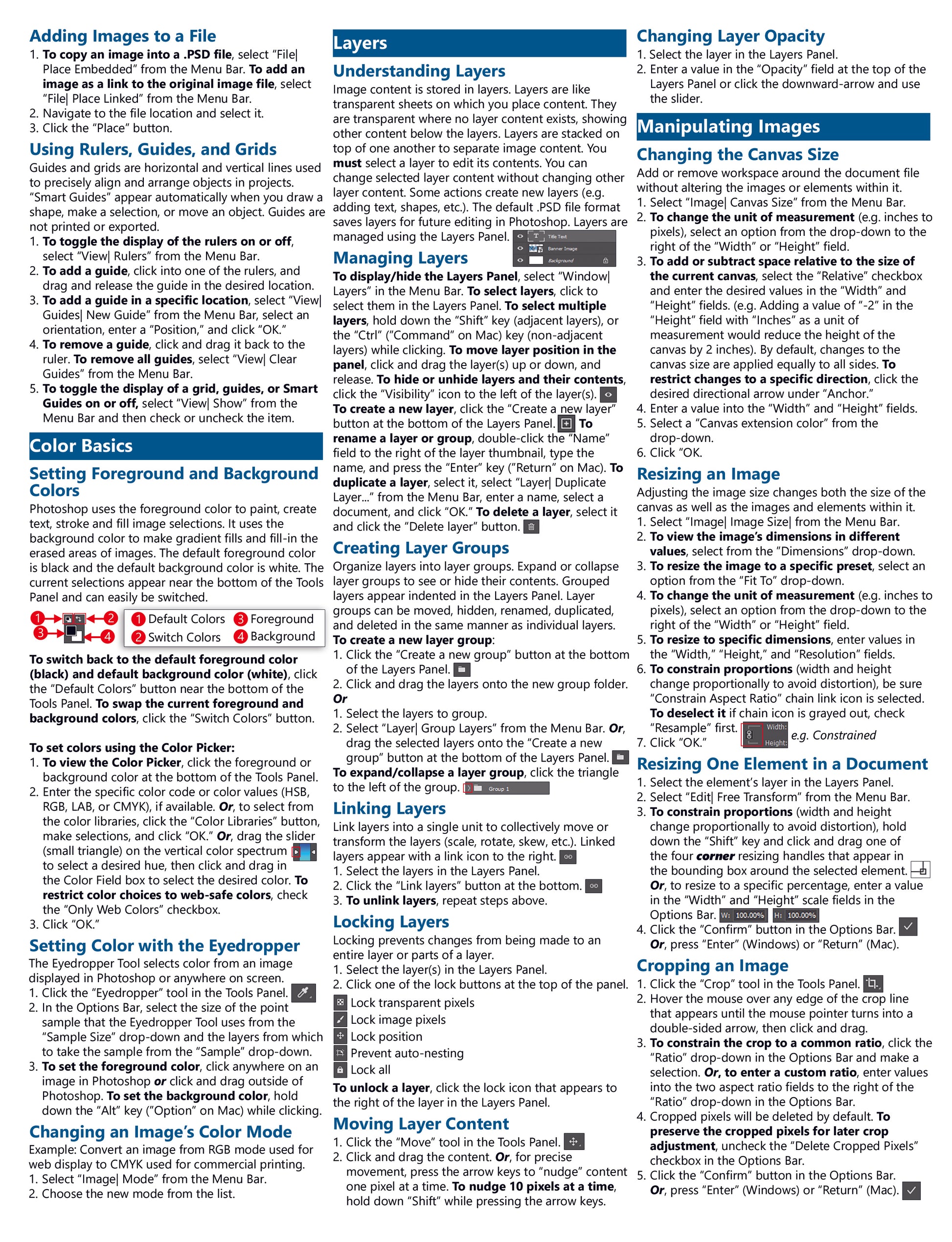 Photoshop Introduction Quick Reference Guide.