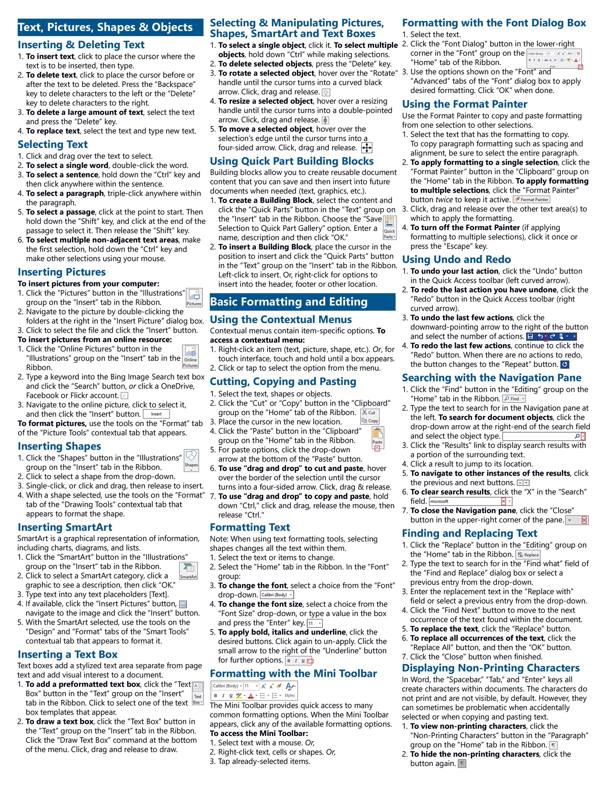 Microsoft Word 2016 Quick Reference Guide