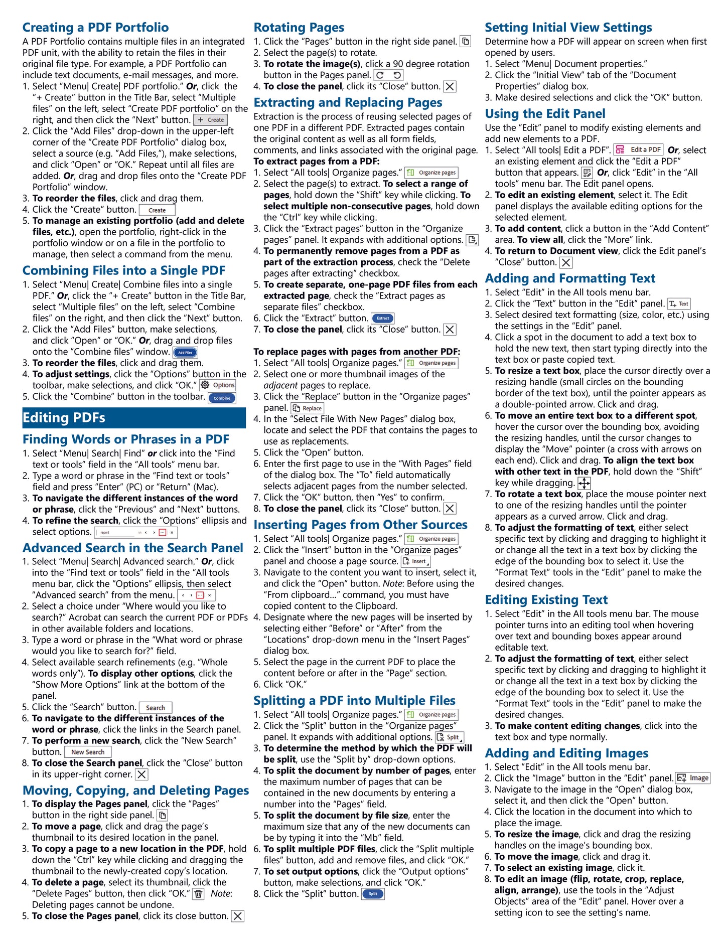 Adobe Acrobat Pro DC Quick Reference Guide.