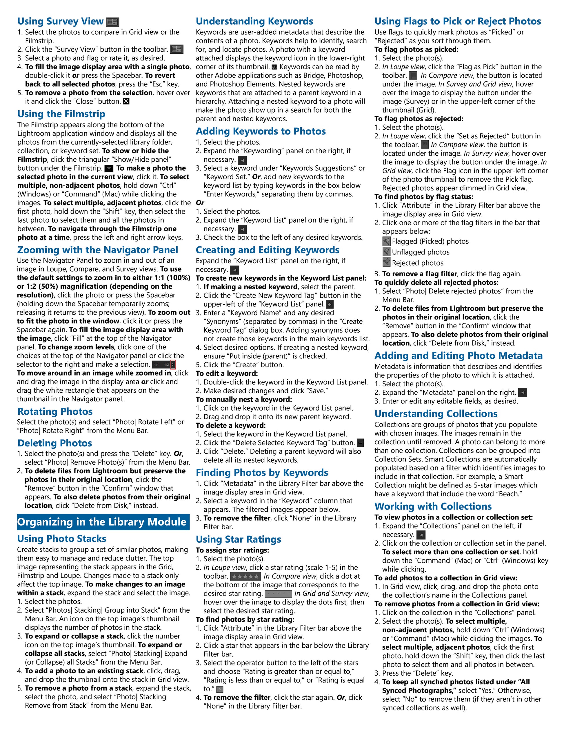 Photoshop Lightroom Classic CC 2018 Quick Reference Guide.