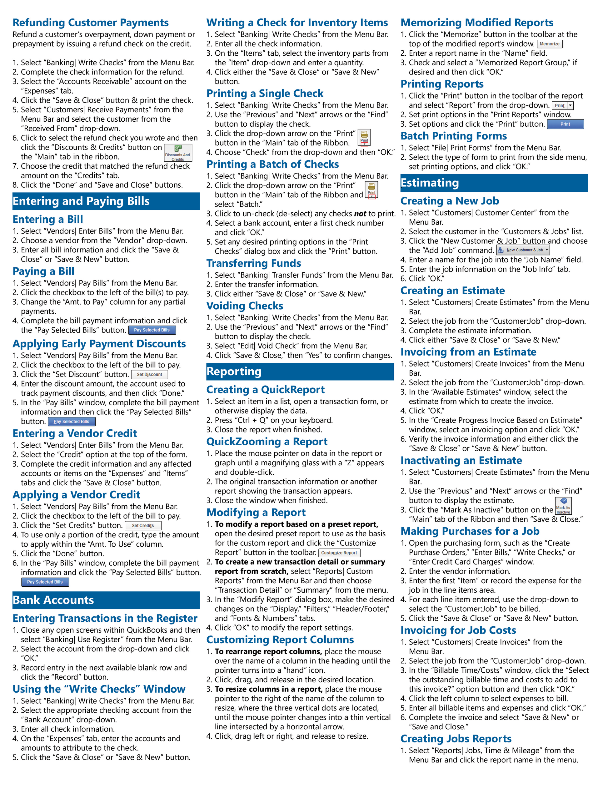 QuickBooks Desktop Pro 2016 Quick Reference Guide.