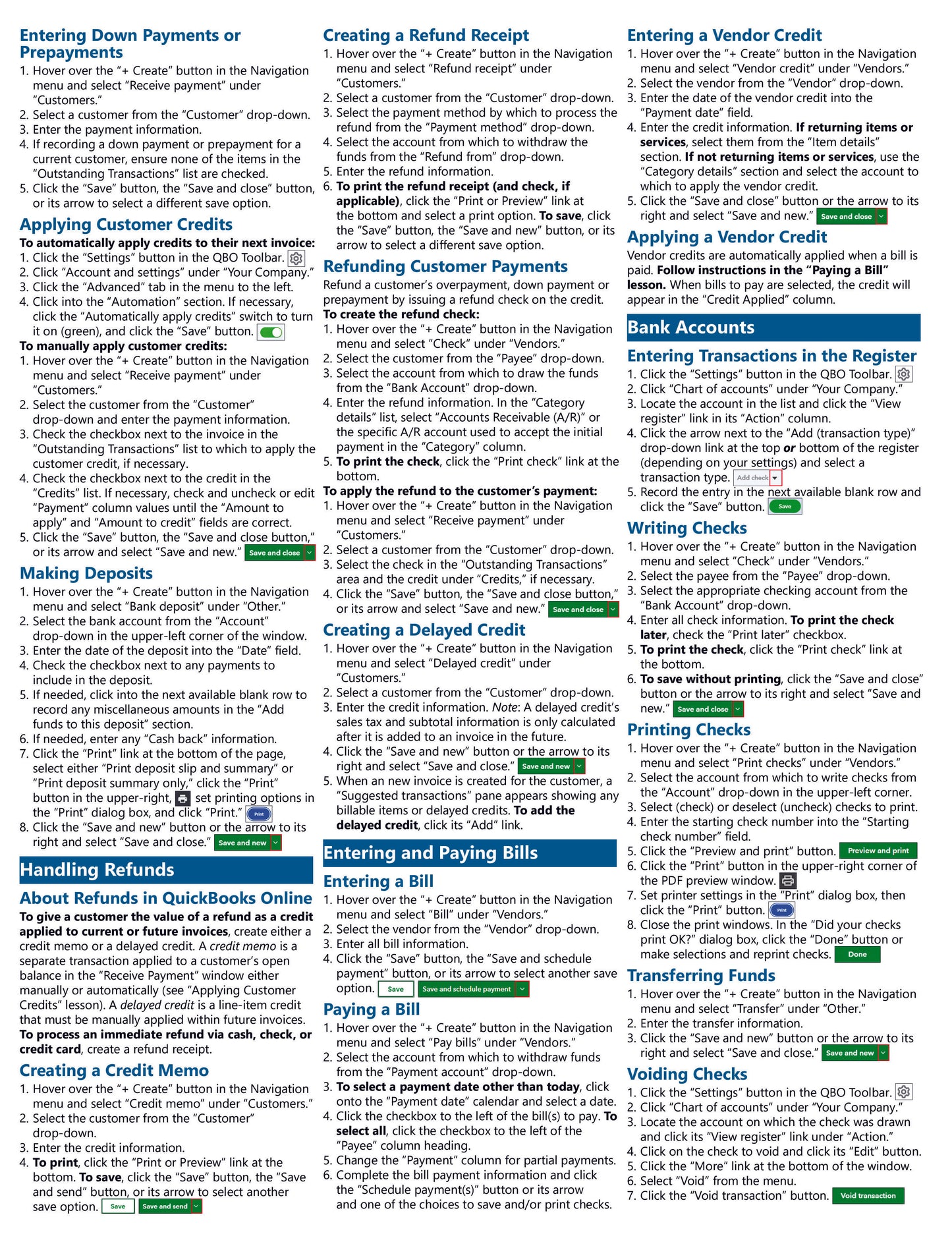 QuickBooks Online Quick Reference Guide