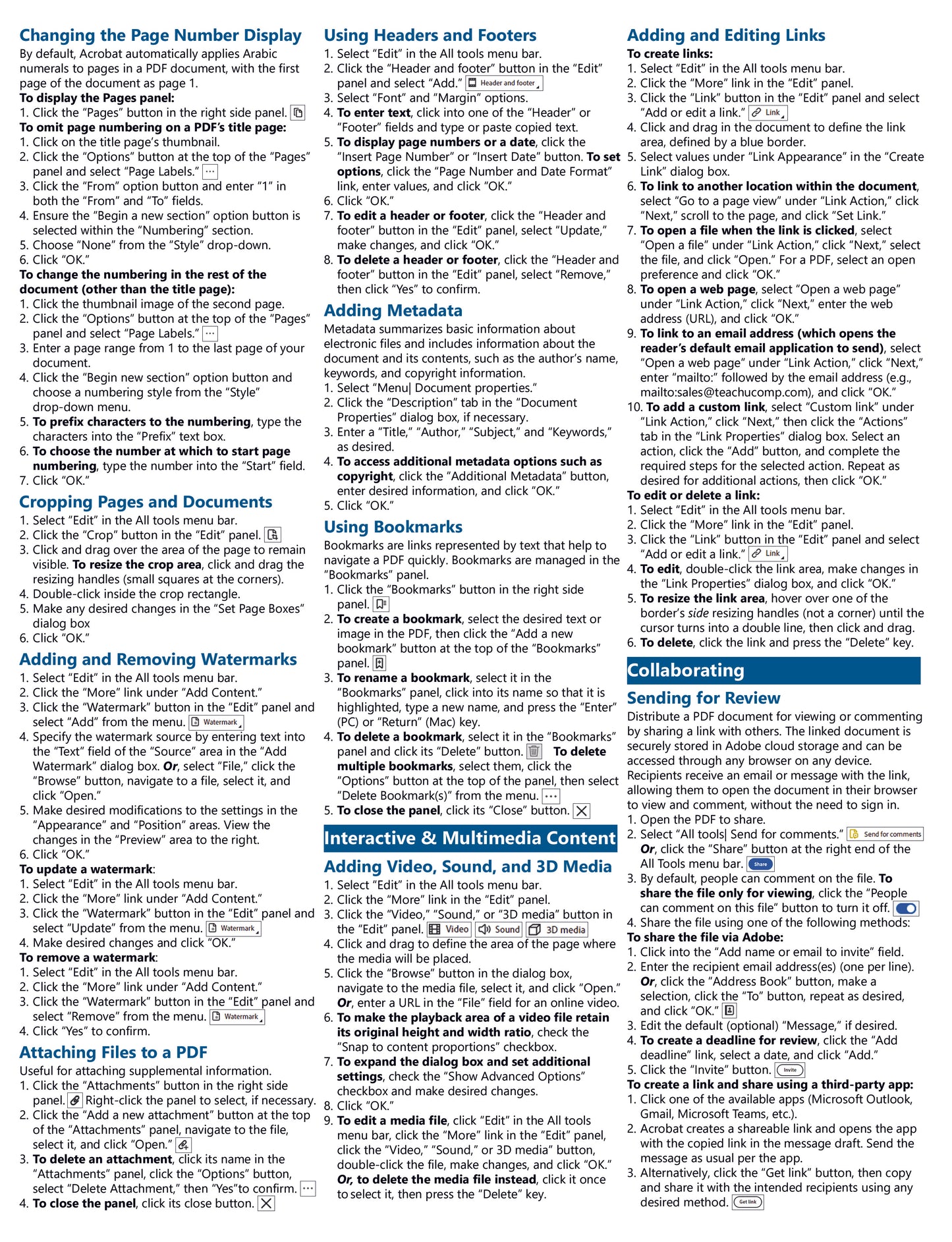 Adobe Acrobat Pro DC Quick Reference Guide.