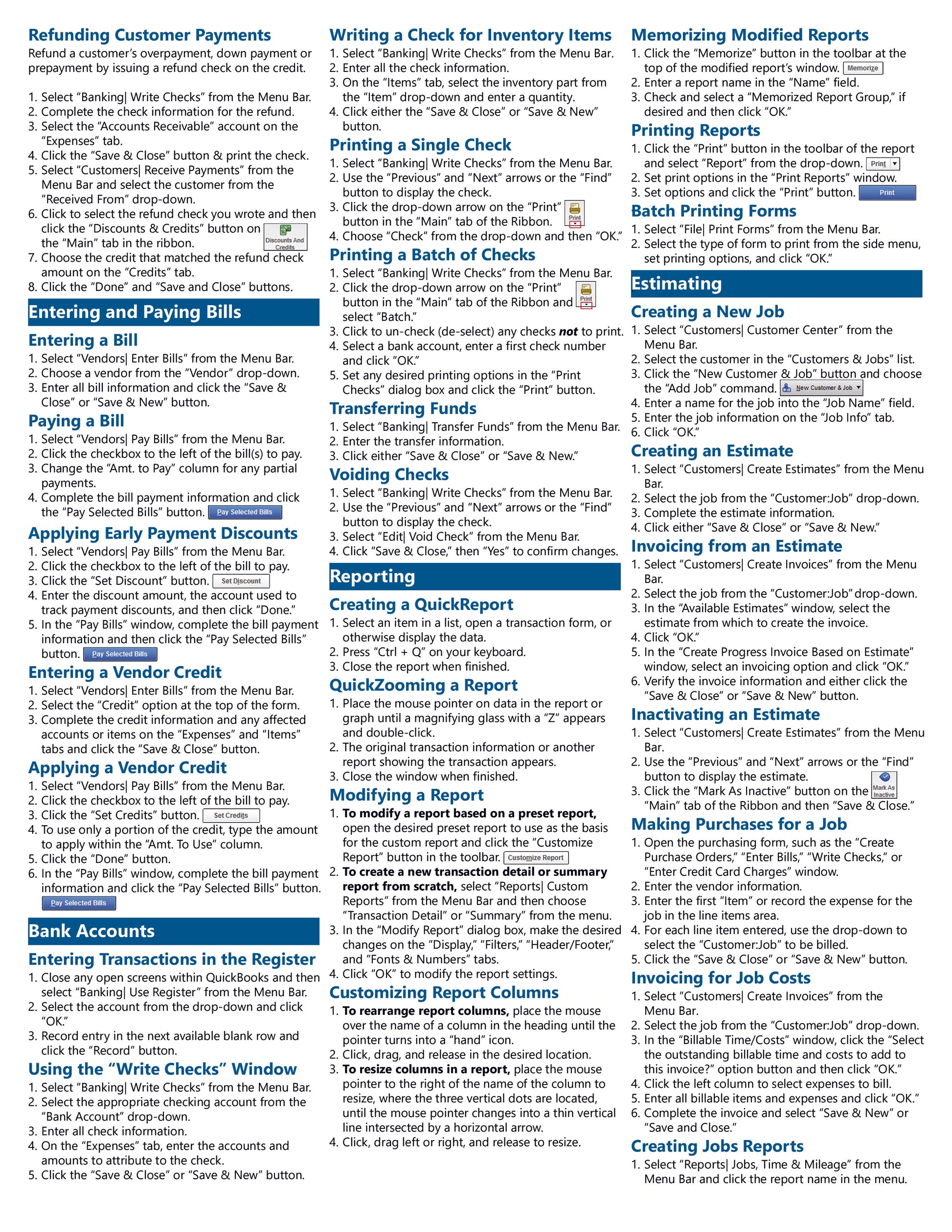 QuickBooks Desktop Pro 2017 Quick Reference Guide.