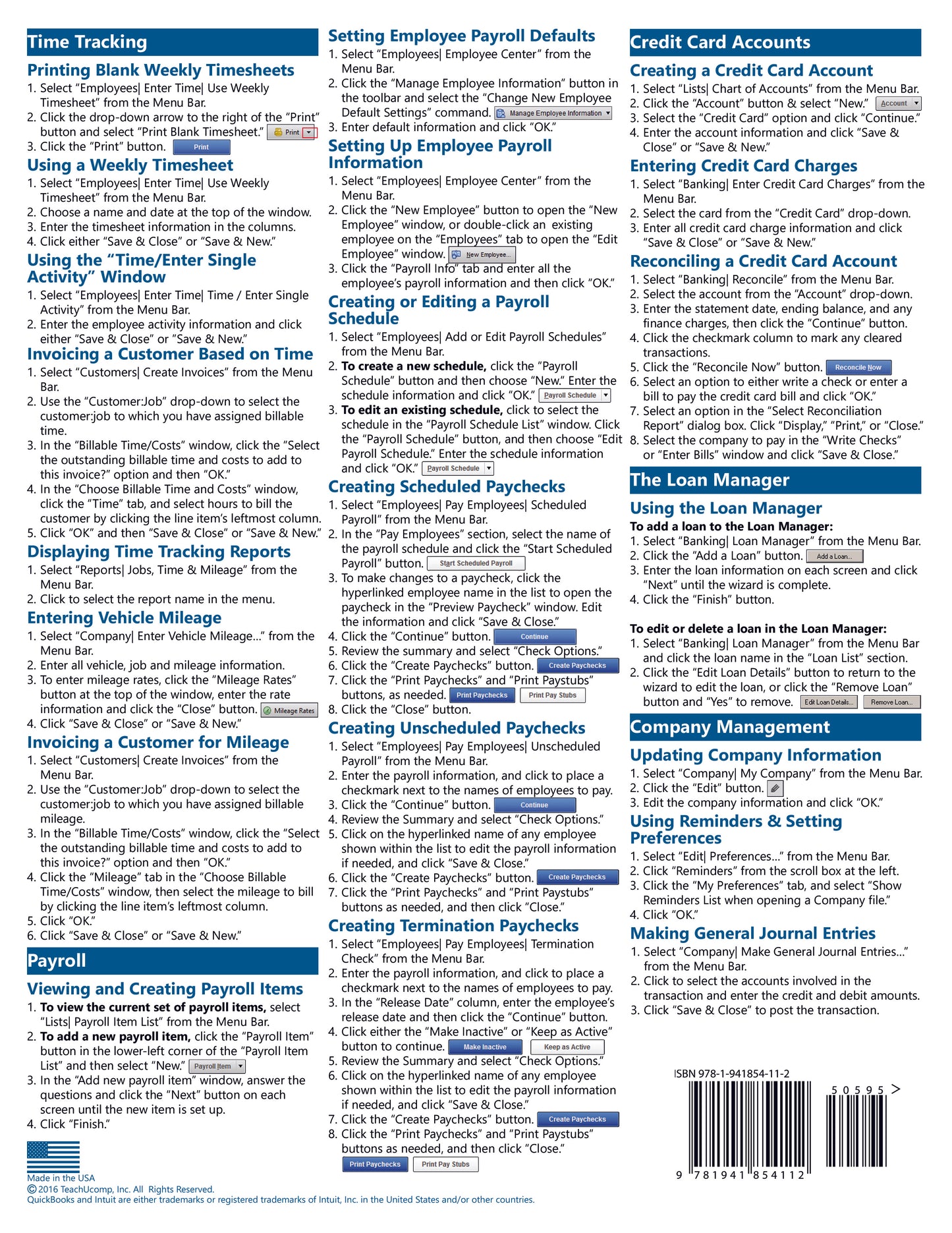 QuickBooks Desktop Pro 2017 Quick Reference Guide.