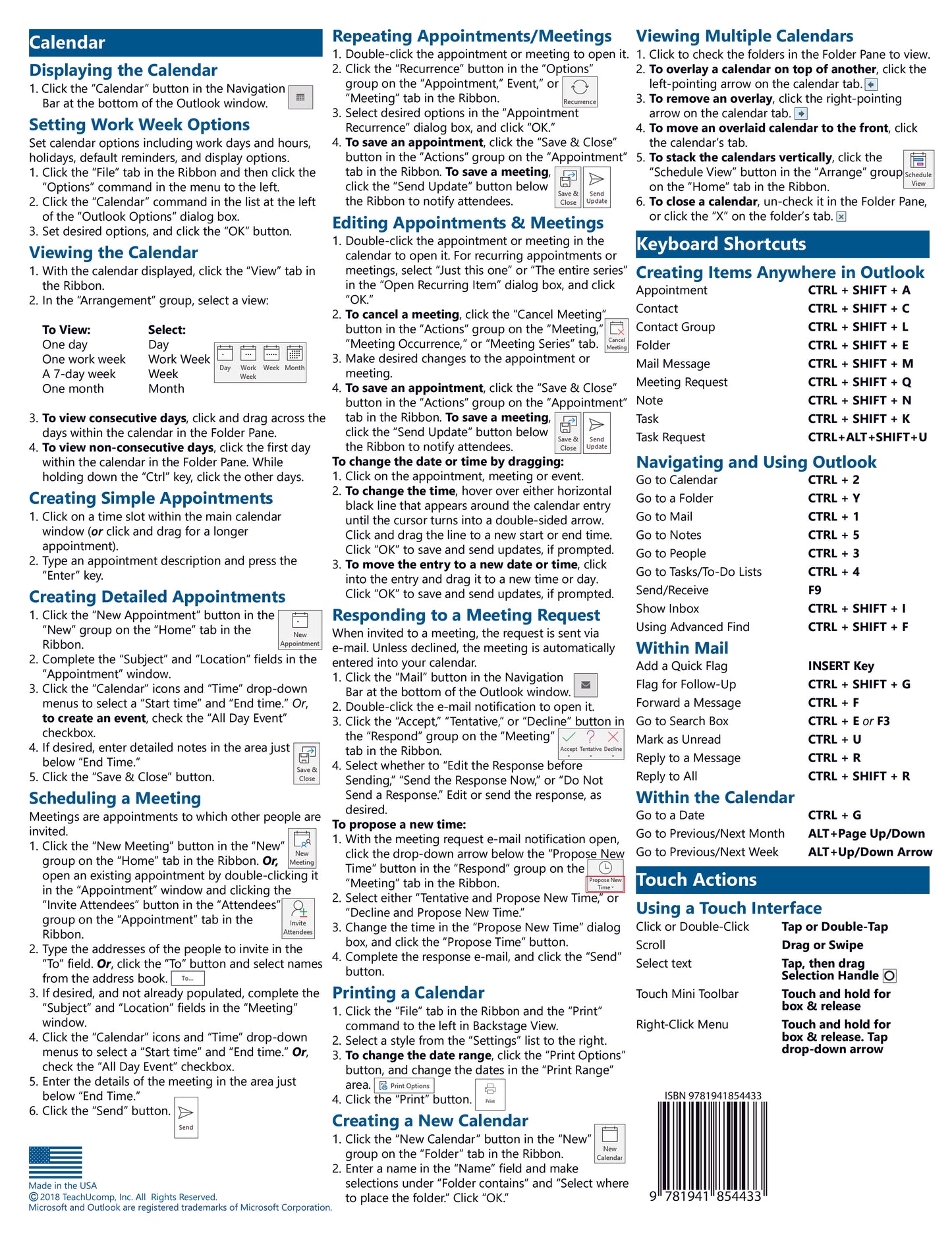 Microsoft Outlook 2019 Quick Reference Guide.
