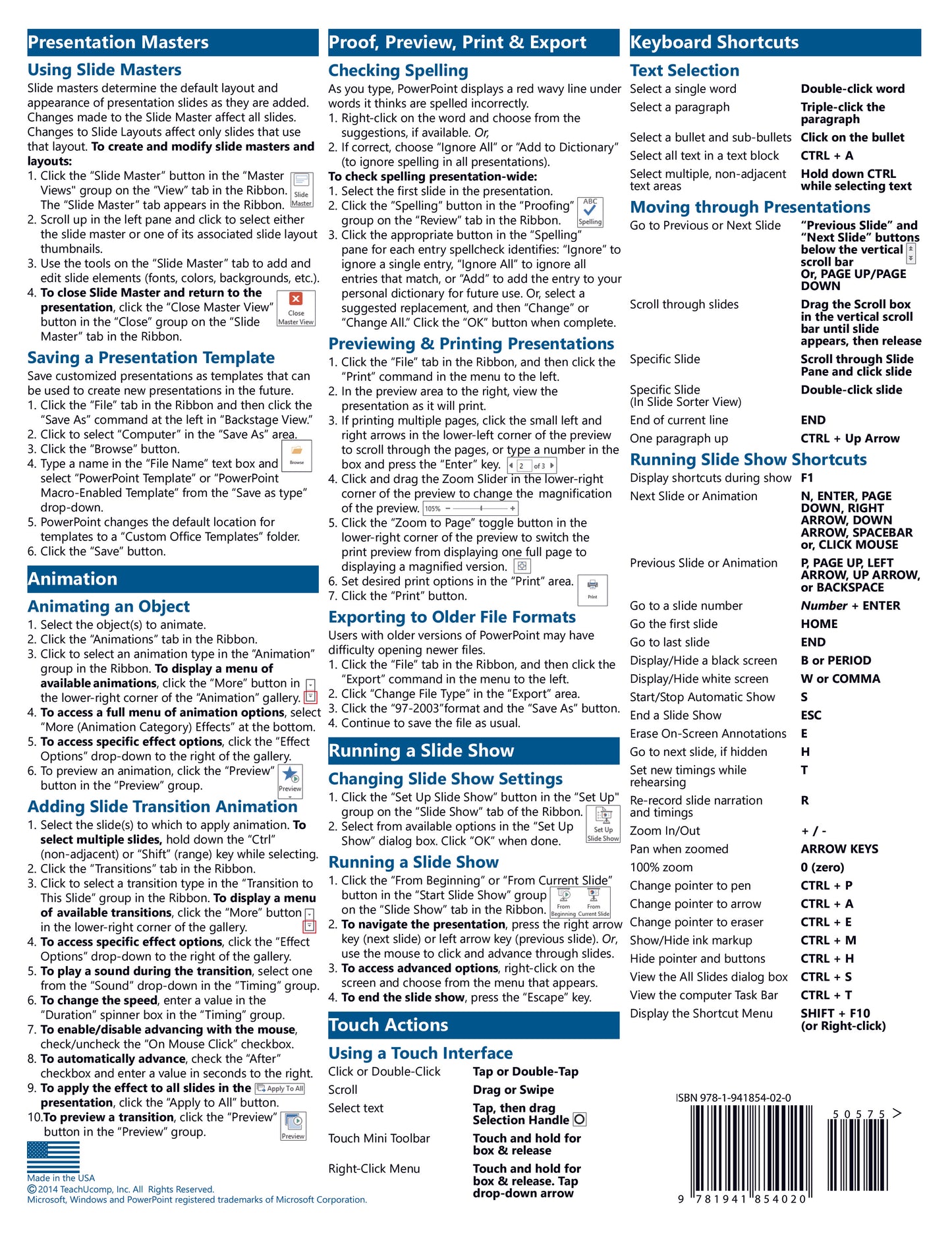 Microsoft PowerPoint 2013 Quick Reference Guides.