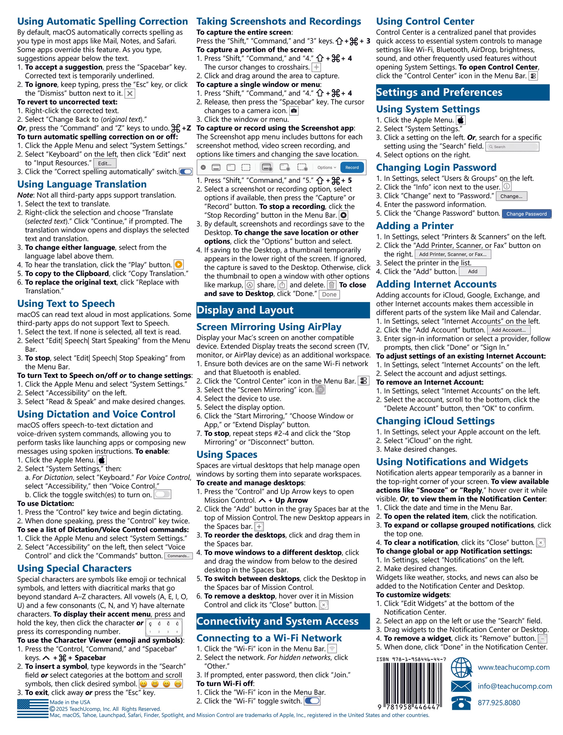 macOS Tahoe Introductory Quick Reference Guide