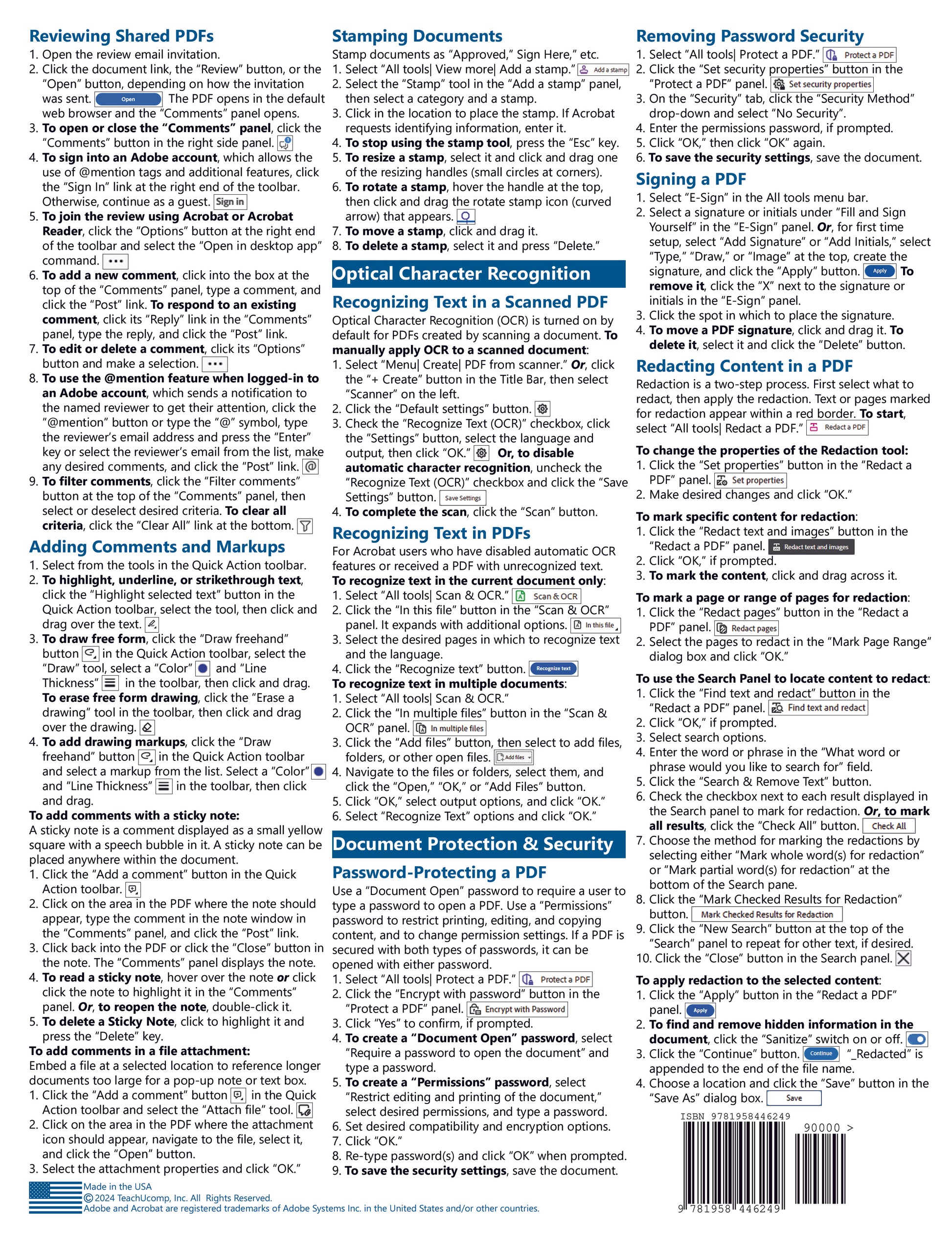 Adobe Acrobat Pro DC Quick Reference Guide.