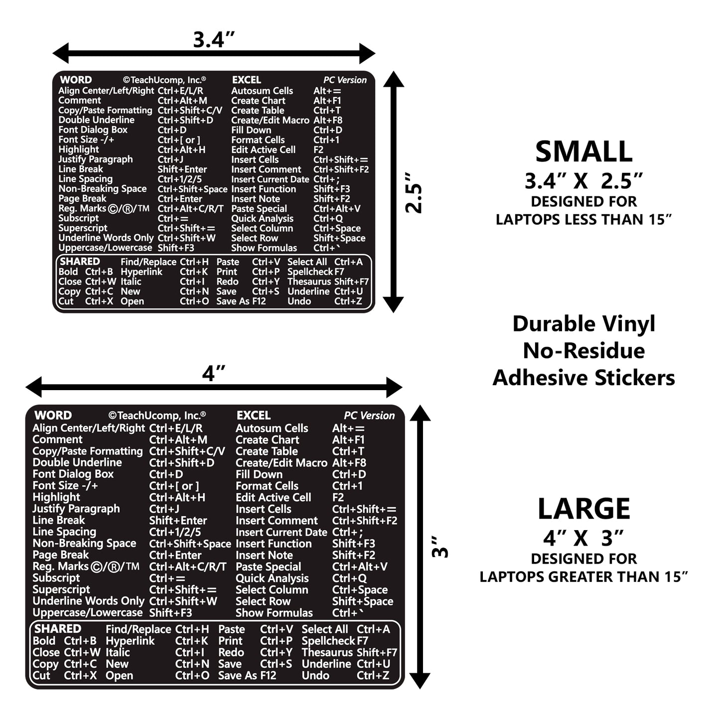 Word and Excel (PC/Windows) 2021-2016 and 365 Keyboard Shortcuts Sticker image 2