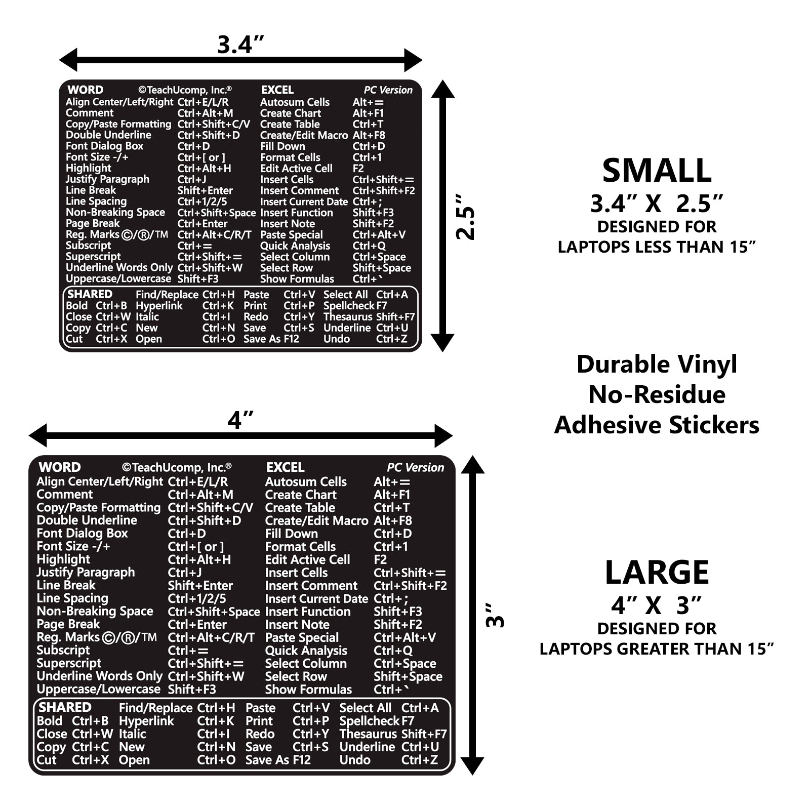 Word and Excel (PC/Windows) 2021-2016 and 365 Keyboard Shortcuts Sticker image 2