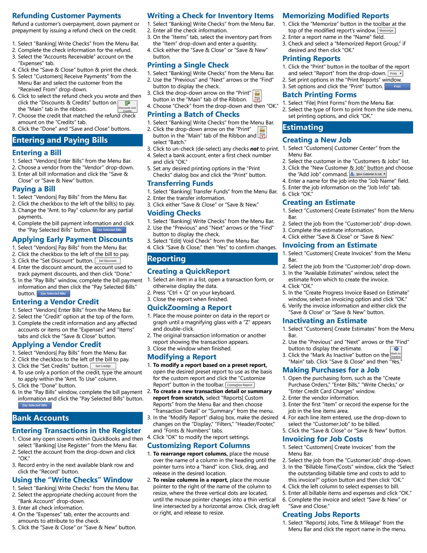 QuickBooks Desktop Pro 2018 Quick Reference Guide.
