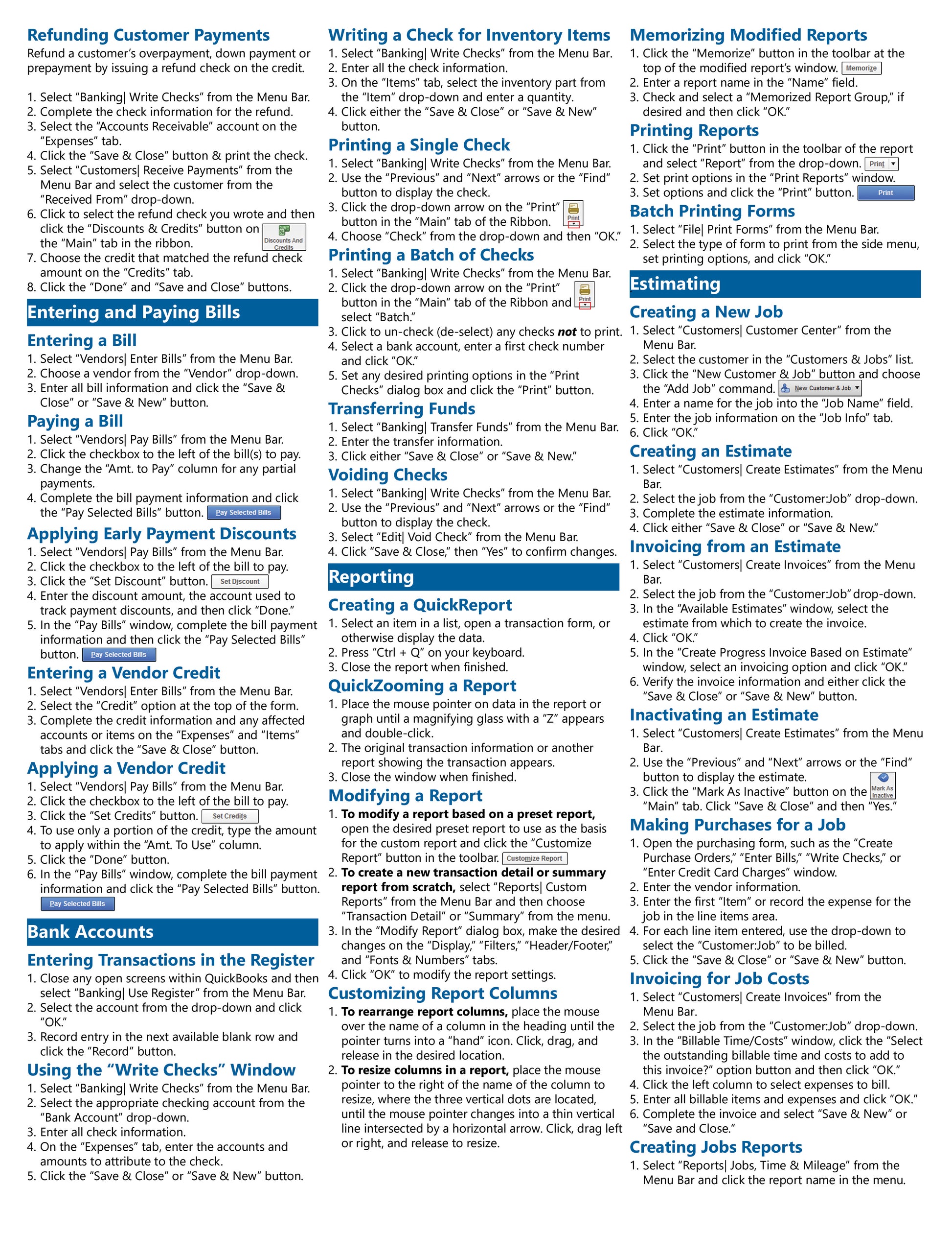 QuickBooks Desktop Pro 2018 Quick Reference Guide.