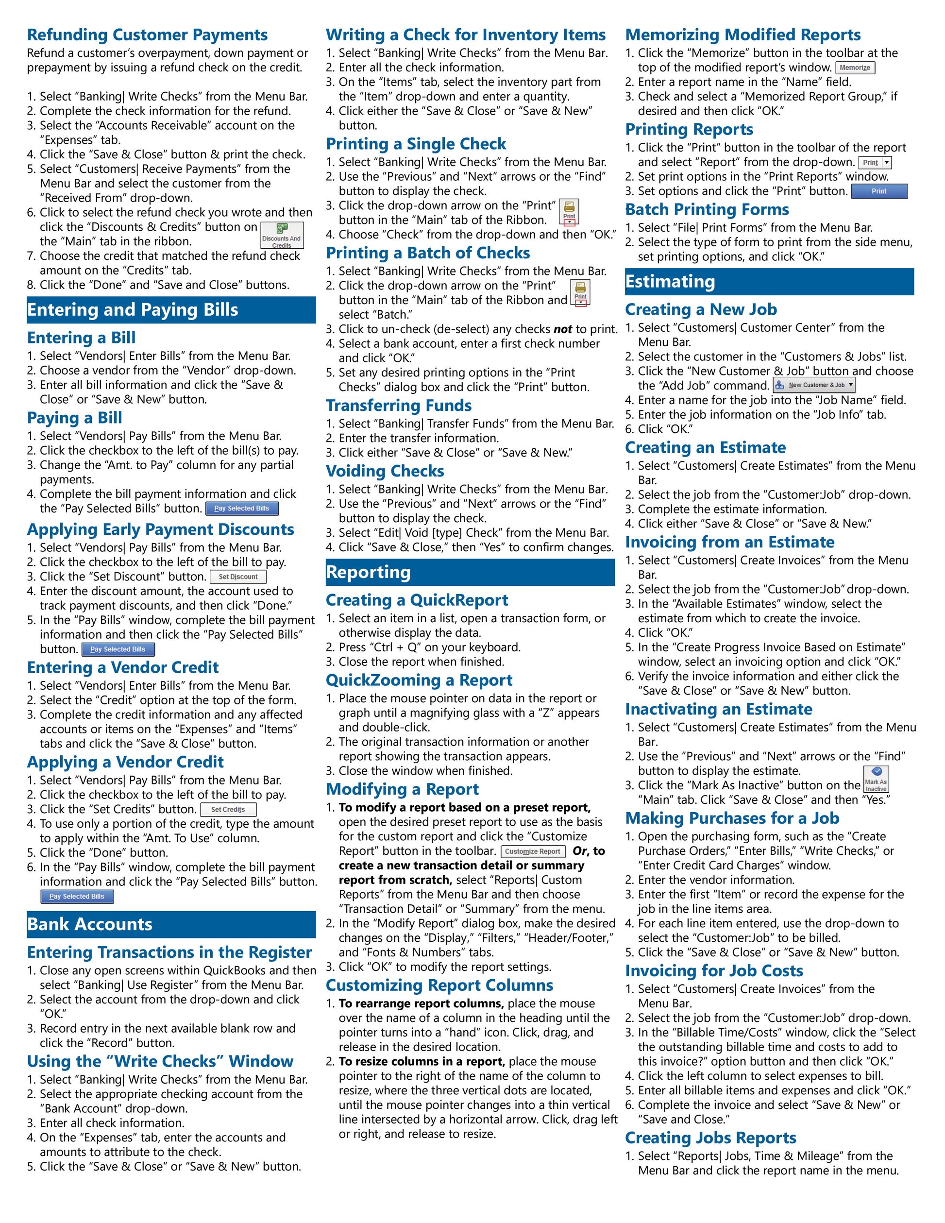 QuickBooks Desktop Pro 2019 Quick Reference Guide.
