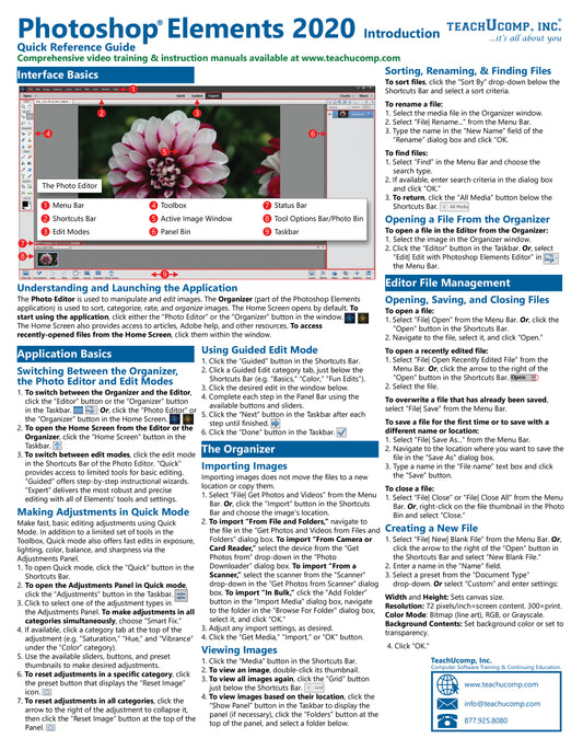 Photoshop Elements 2020 Quick Reference Guide.