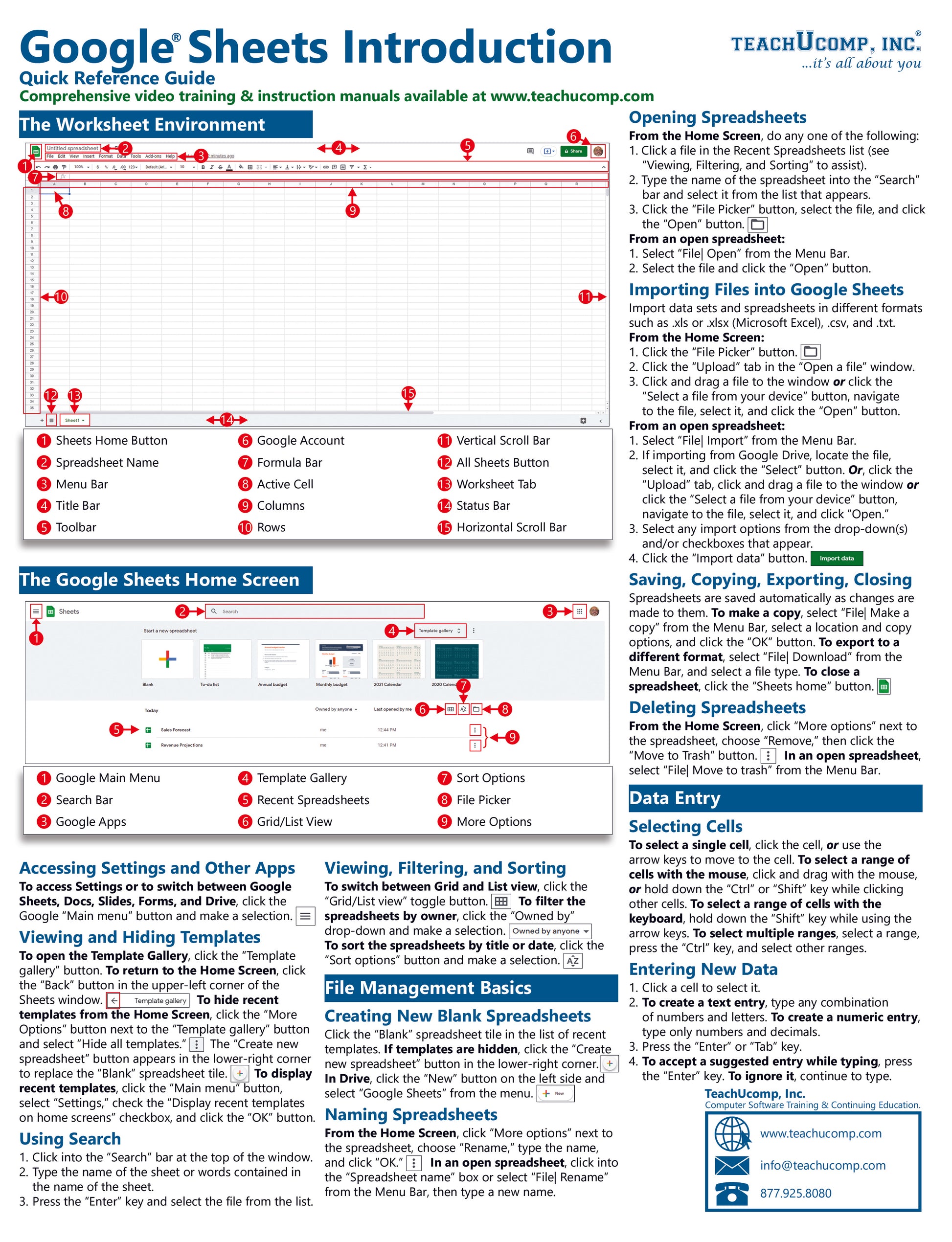 Google Sheets Quick Reference Guide.