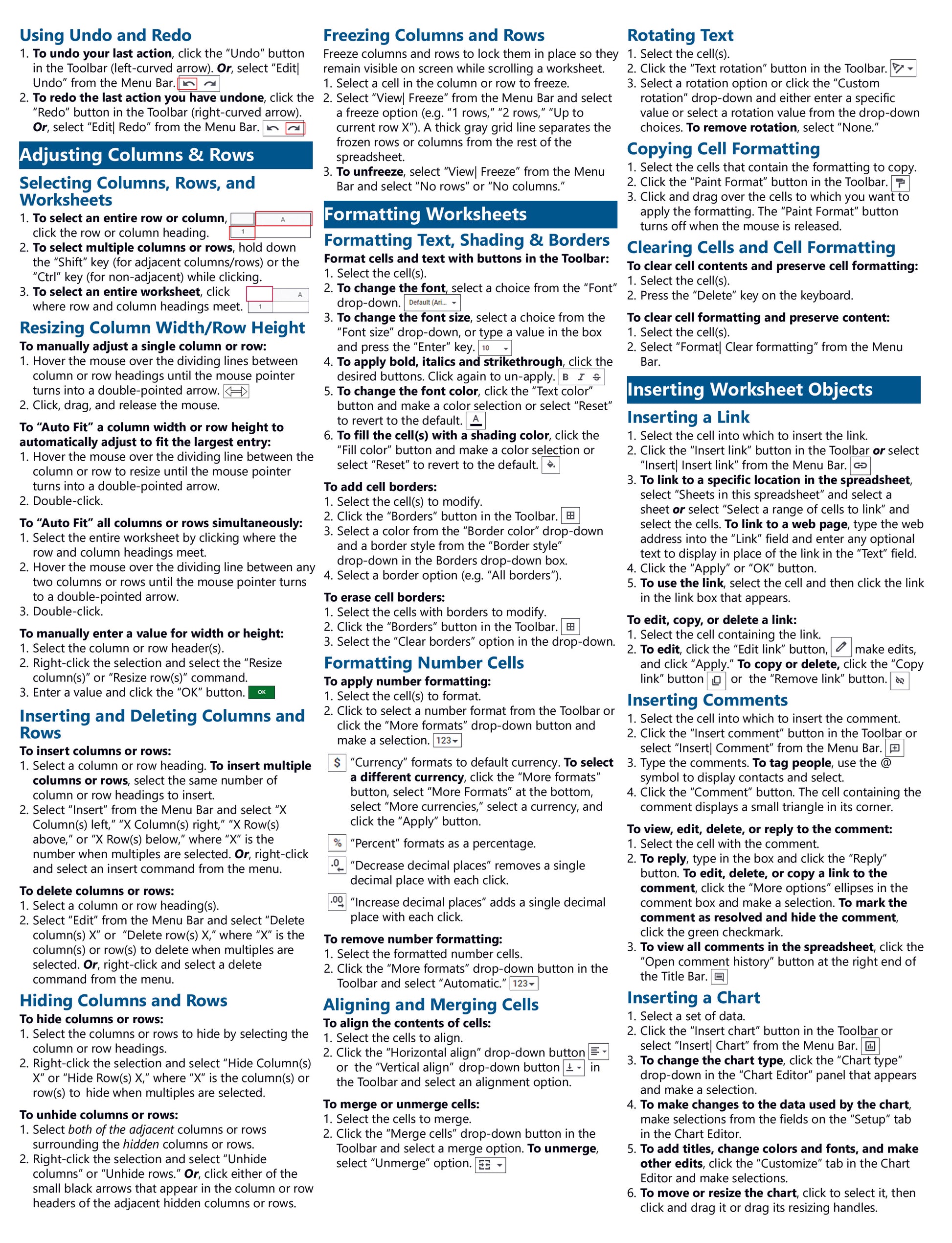 Google Sheets Quick Reference Guide.
