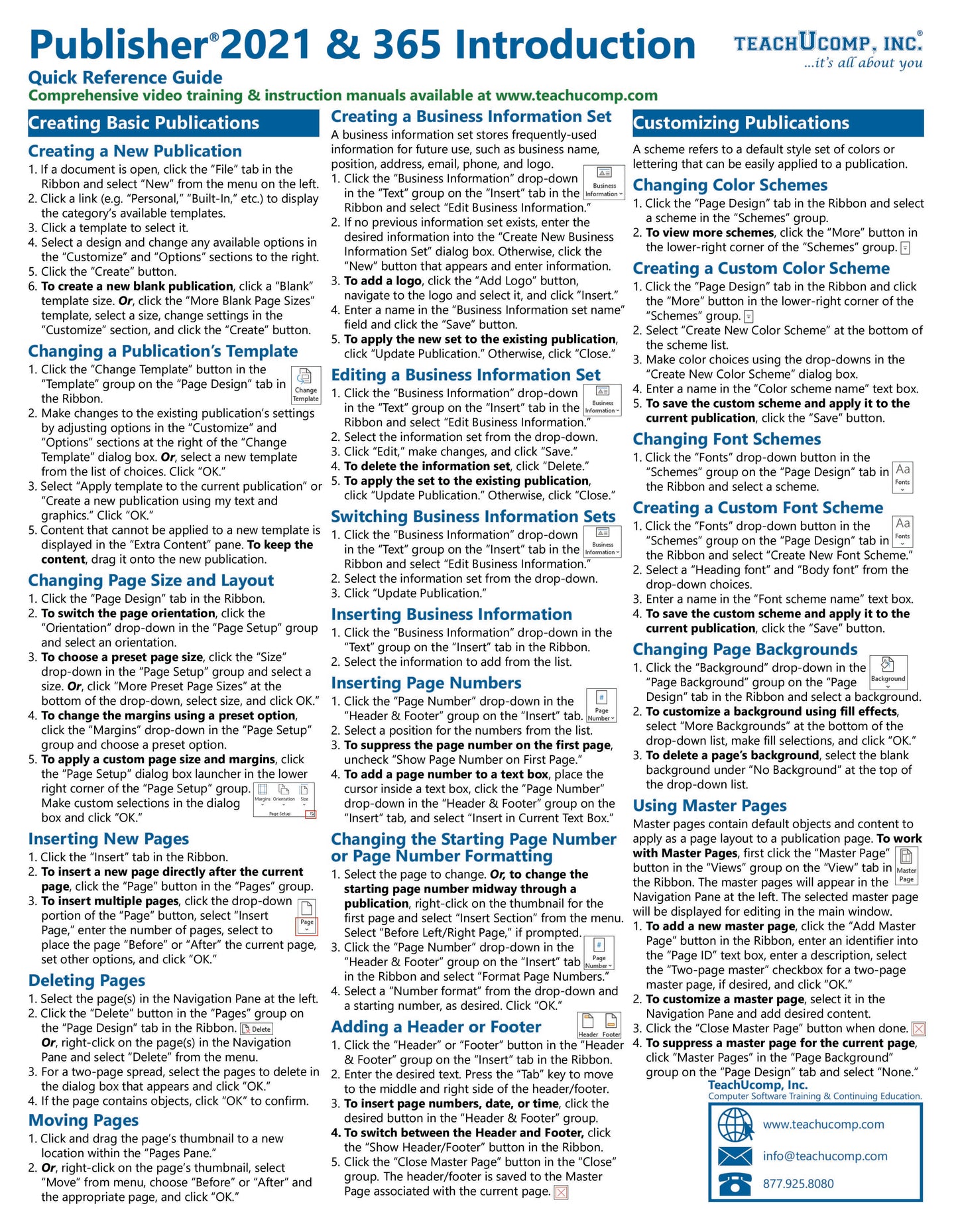 Microsoft Publisher 2021 Quick Reference Guide.
