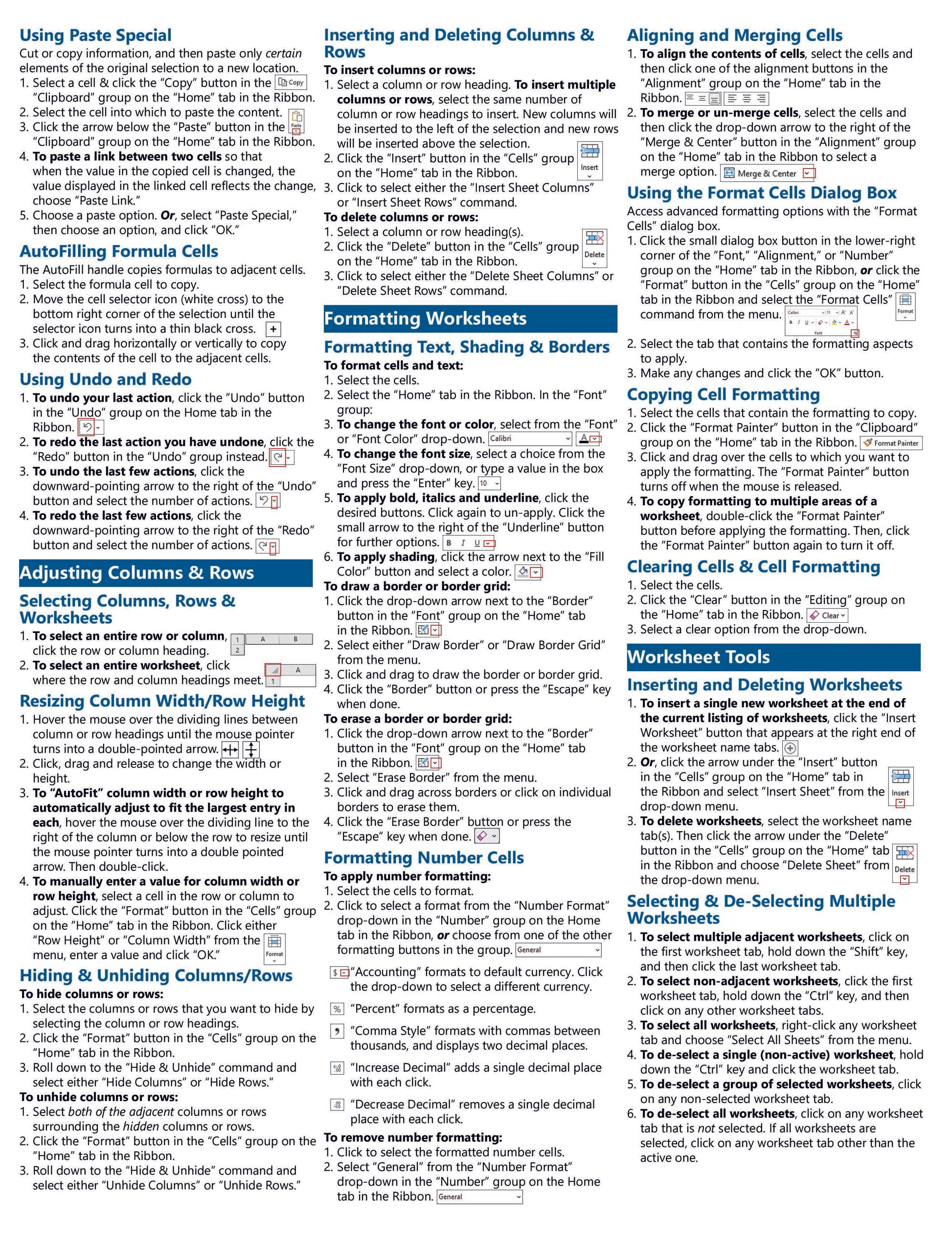 Microsoft Excel 2021 Quick Reference Guide.