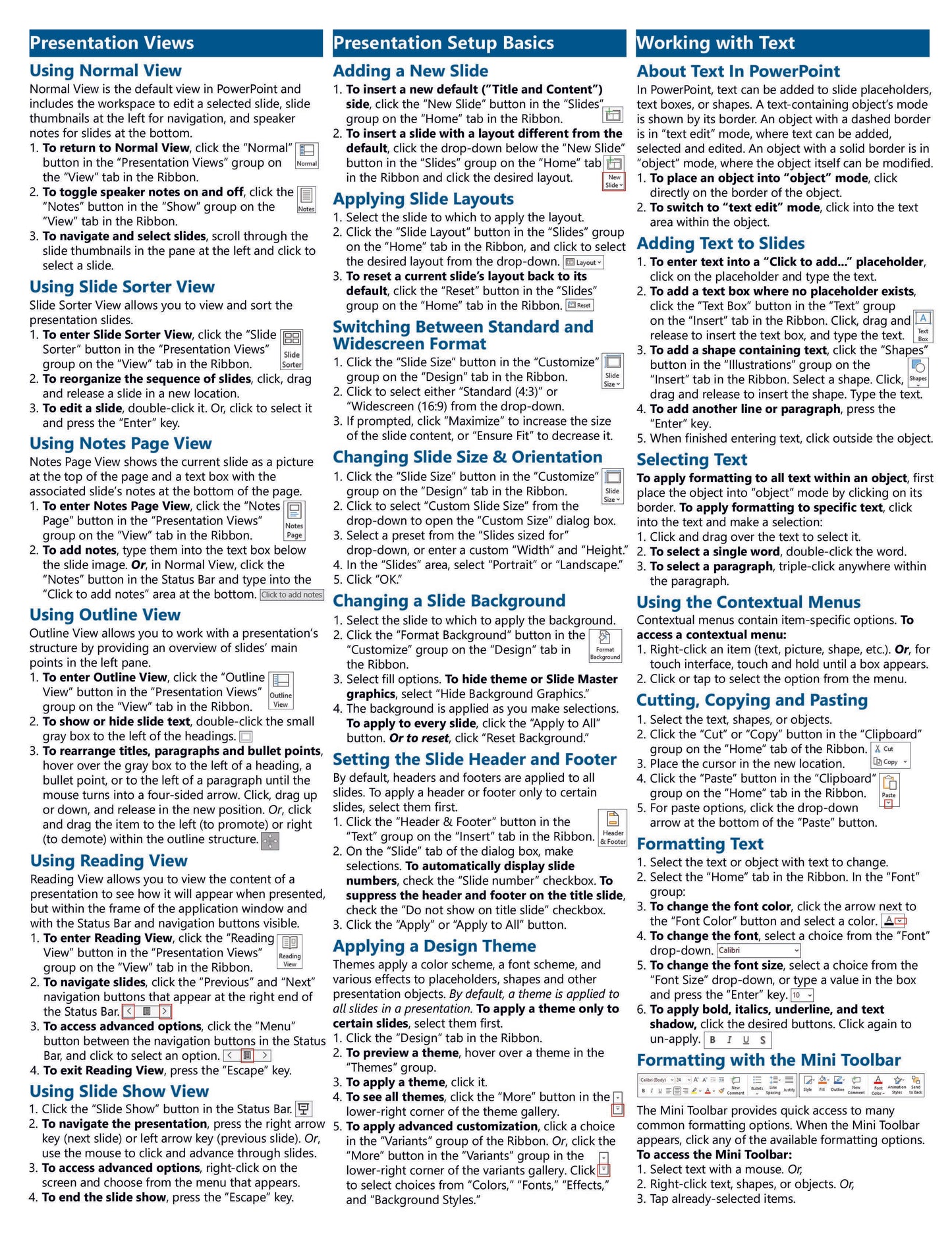 Microsoft PowerPoint 2021 Quick Reference Guide.