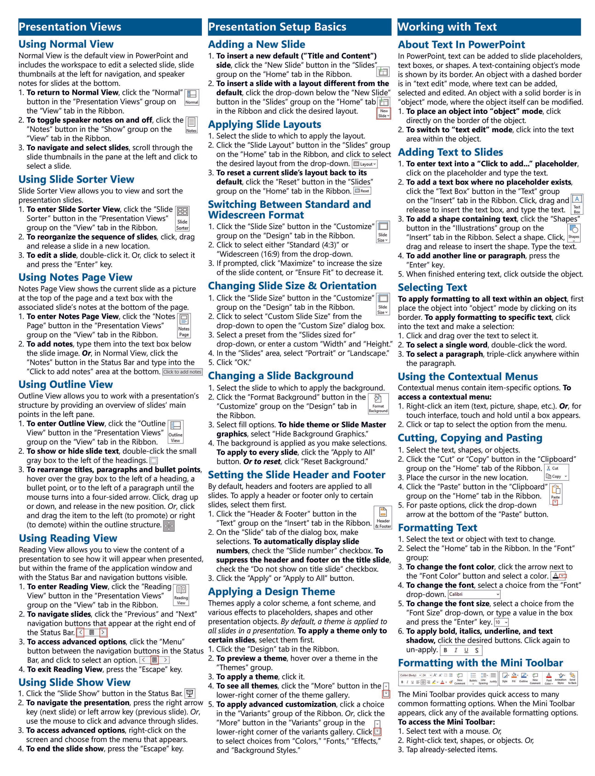 Microsoft PowerPoint 2021 Quick Reference Guide.