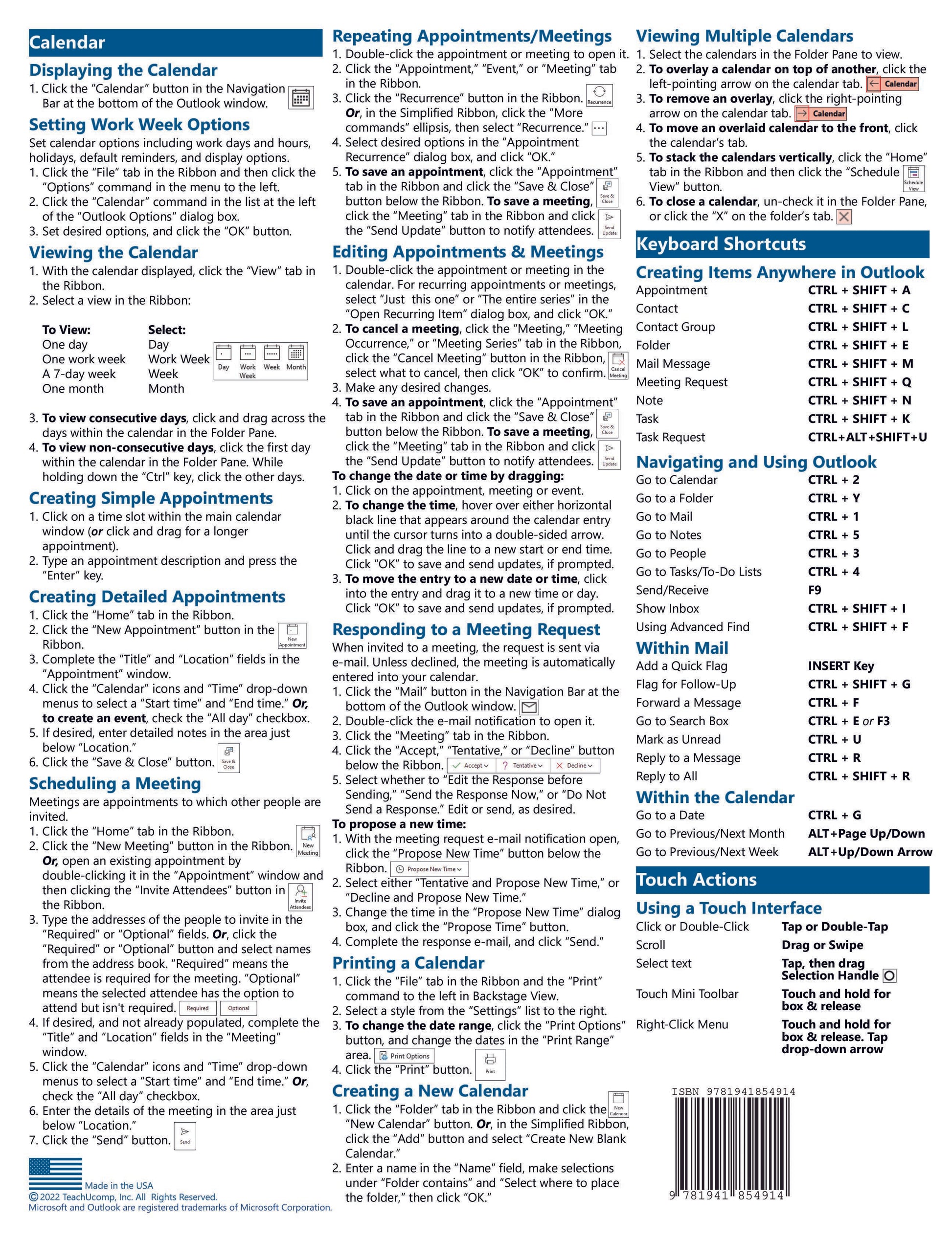 Microsoft Outlook 2021 Quick Reference Guide.