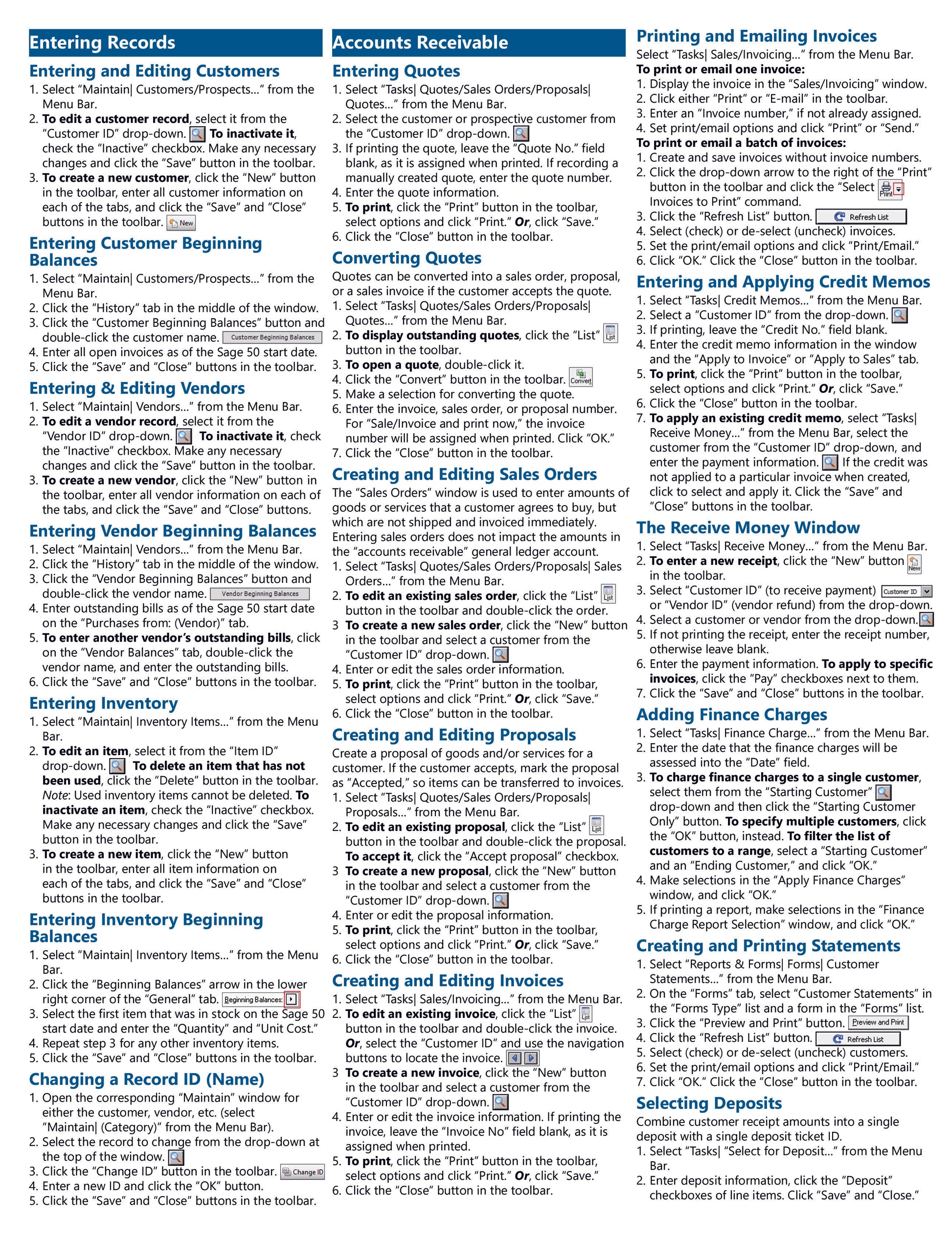Quick Reference Guide for Sage 50 Accounting software.