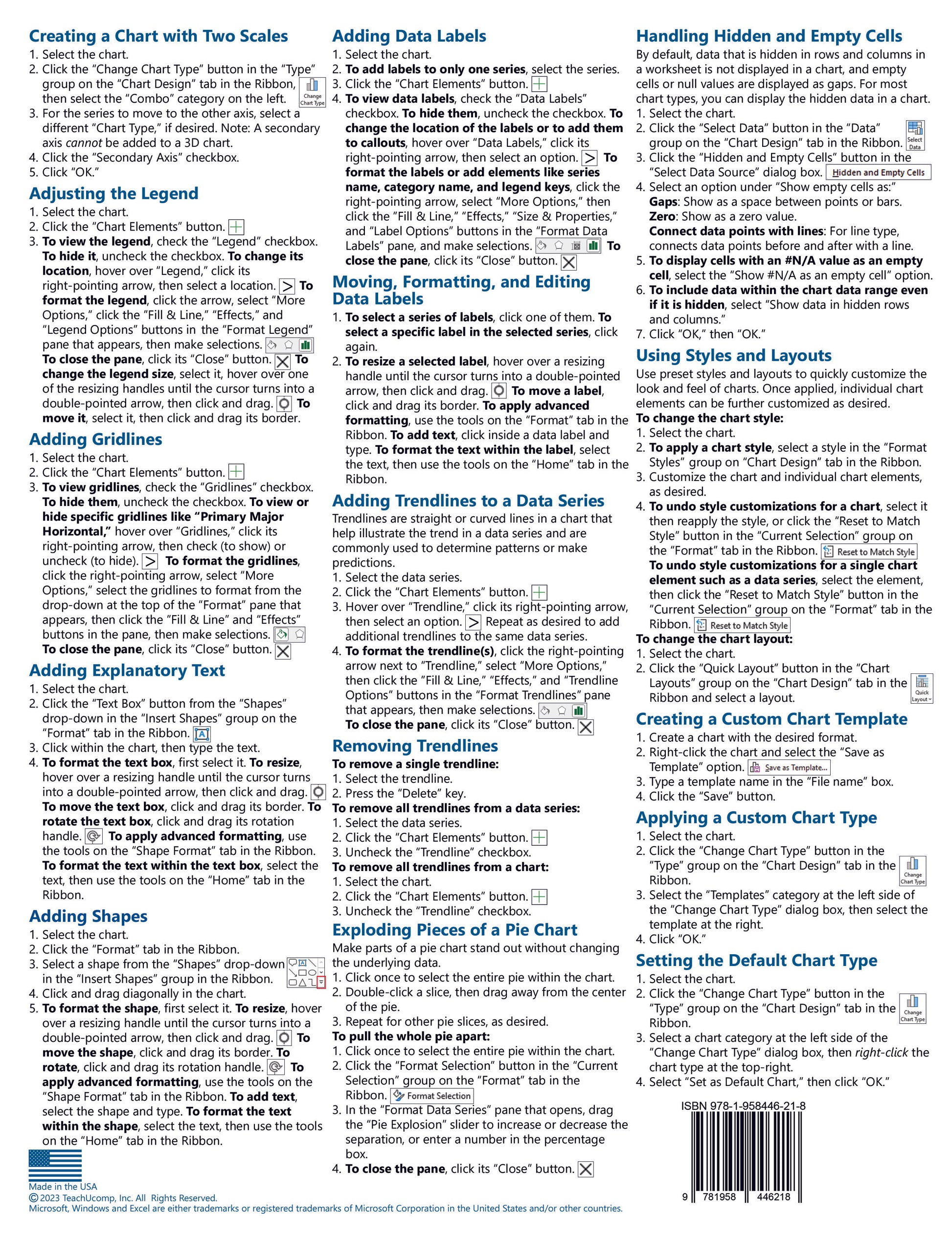 Excel Tables PivotTables and Charts Quick Reference Guide.