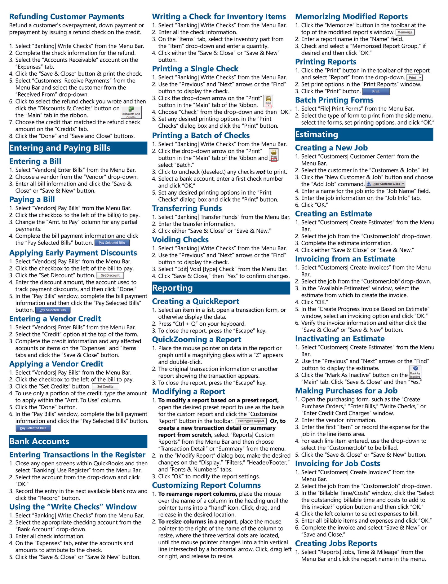 QuickBooks Desktop Pro 2024 Quick Reference Guide.