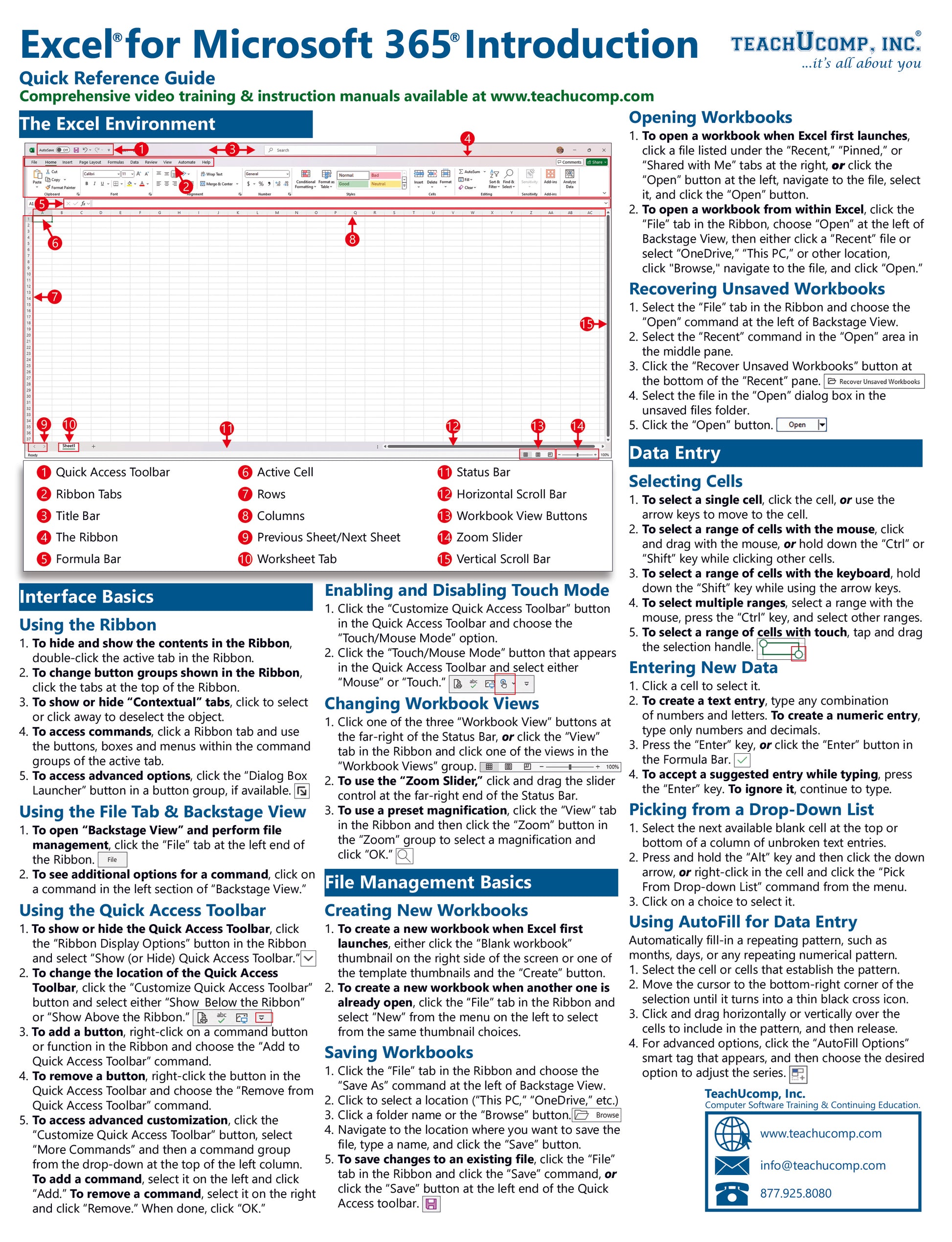 Excel for Microsoft 365 Quick Reference Guide.