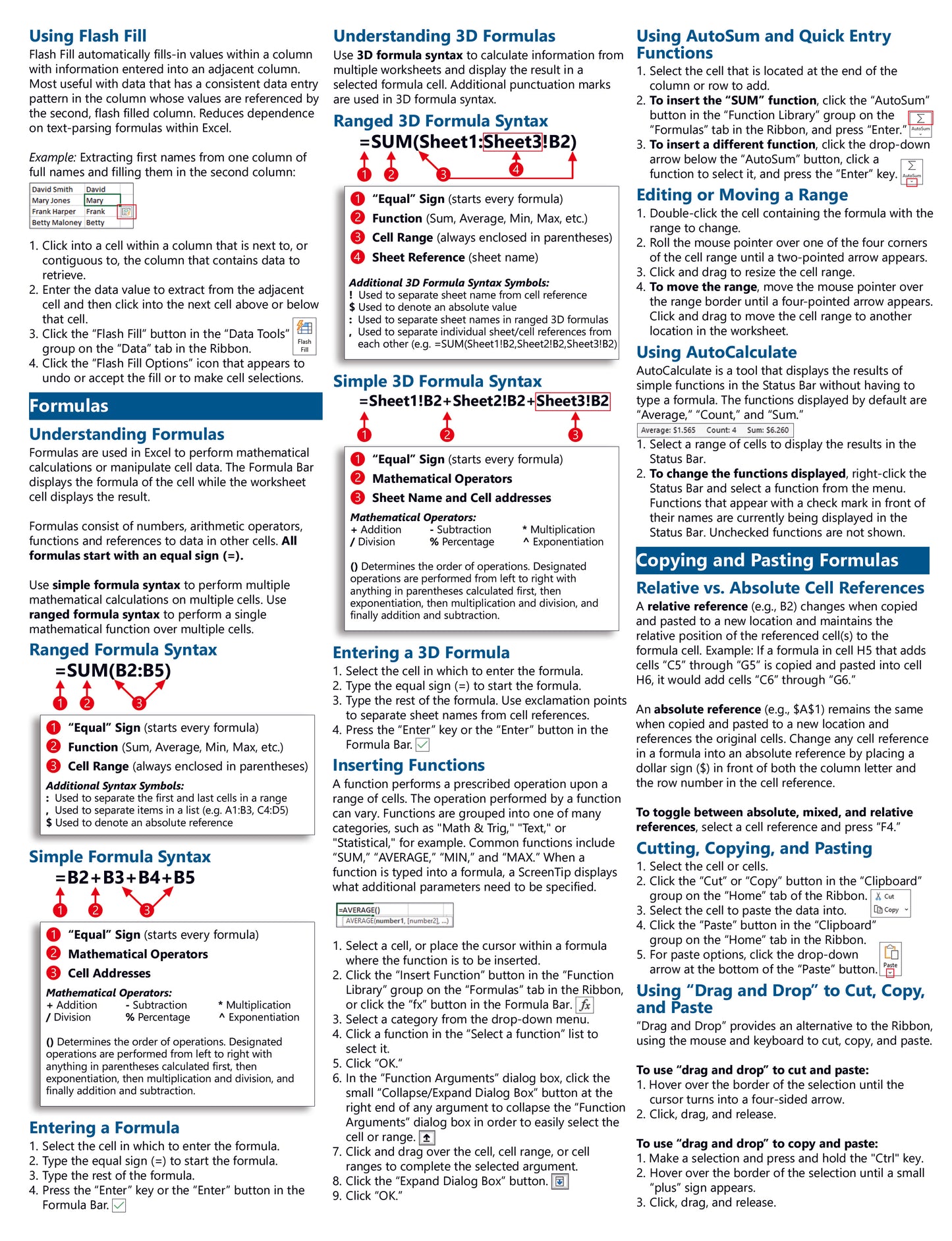 Excel for Microsoft 365 Quick Reference Guide.