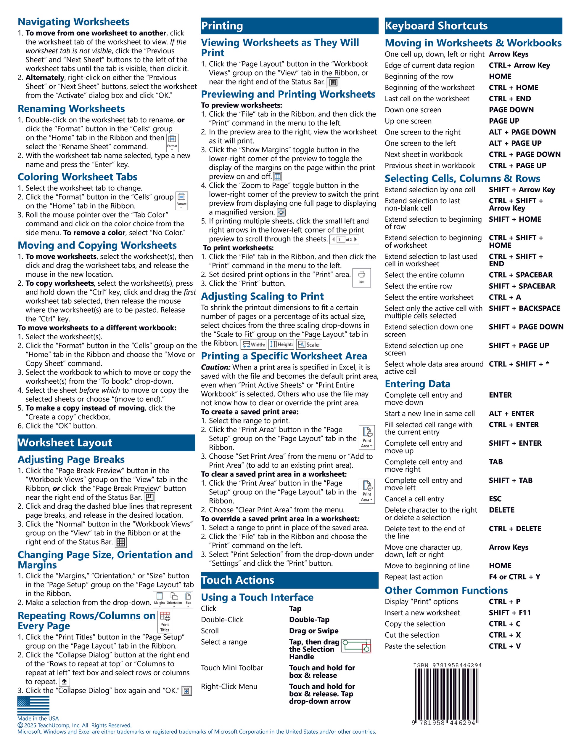 Excel for Microsoft 365 Quick Reference Guide.