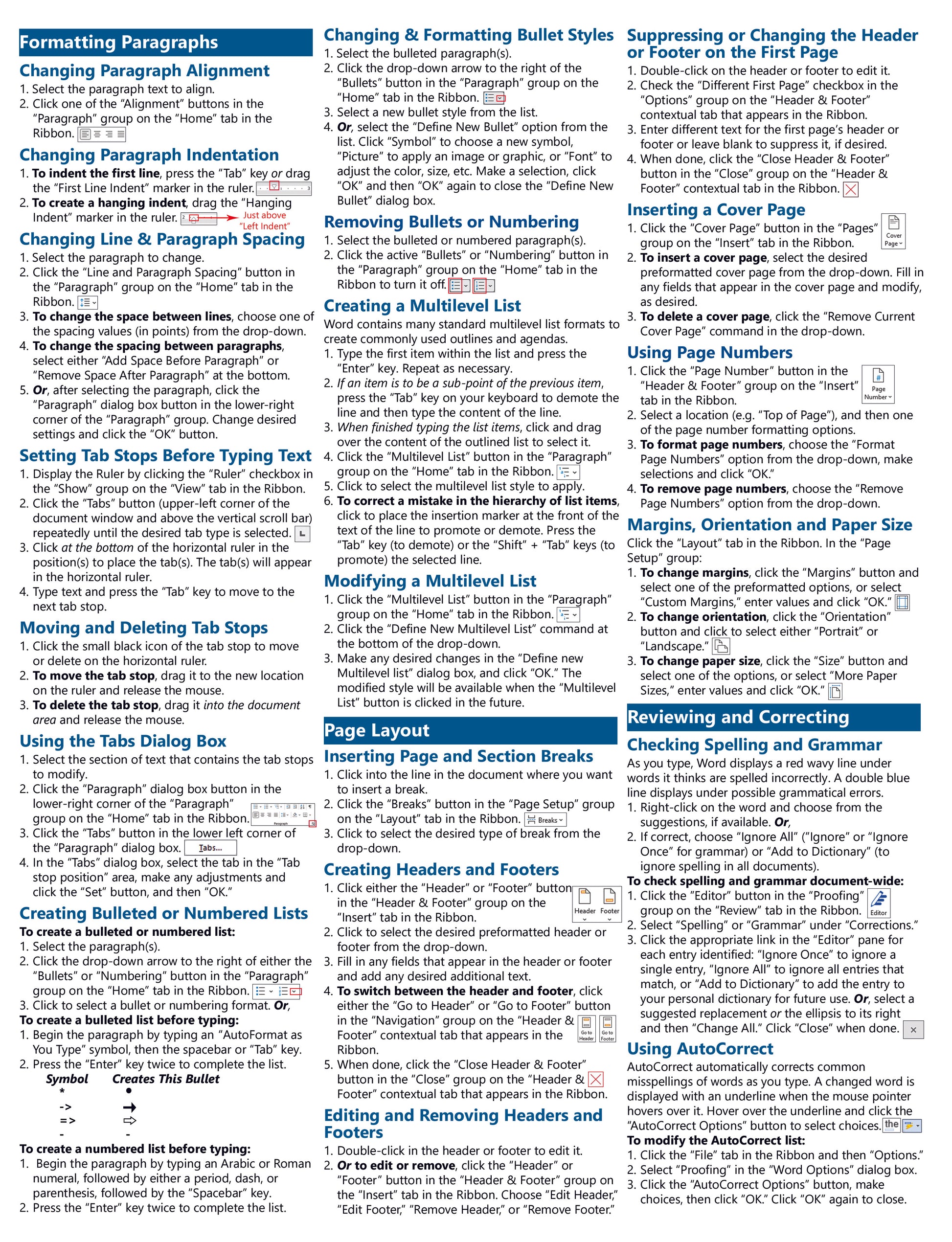 Word for Microsoft 365 Quick Reference Guide.