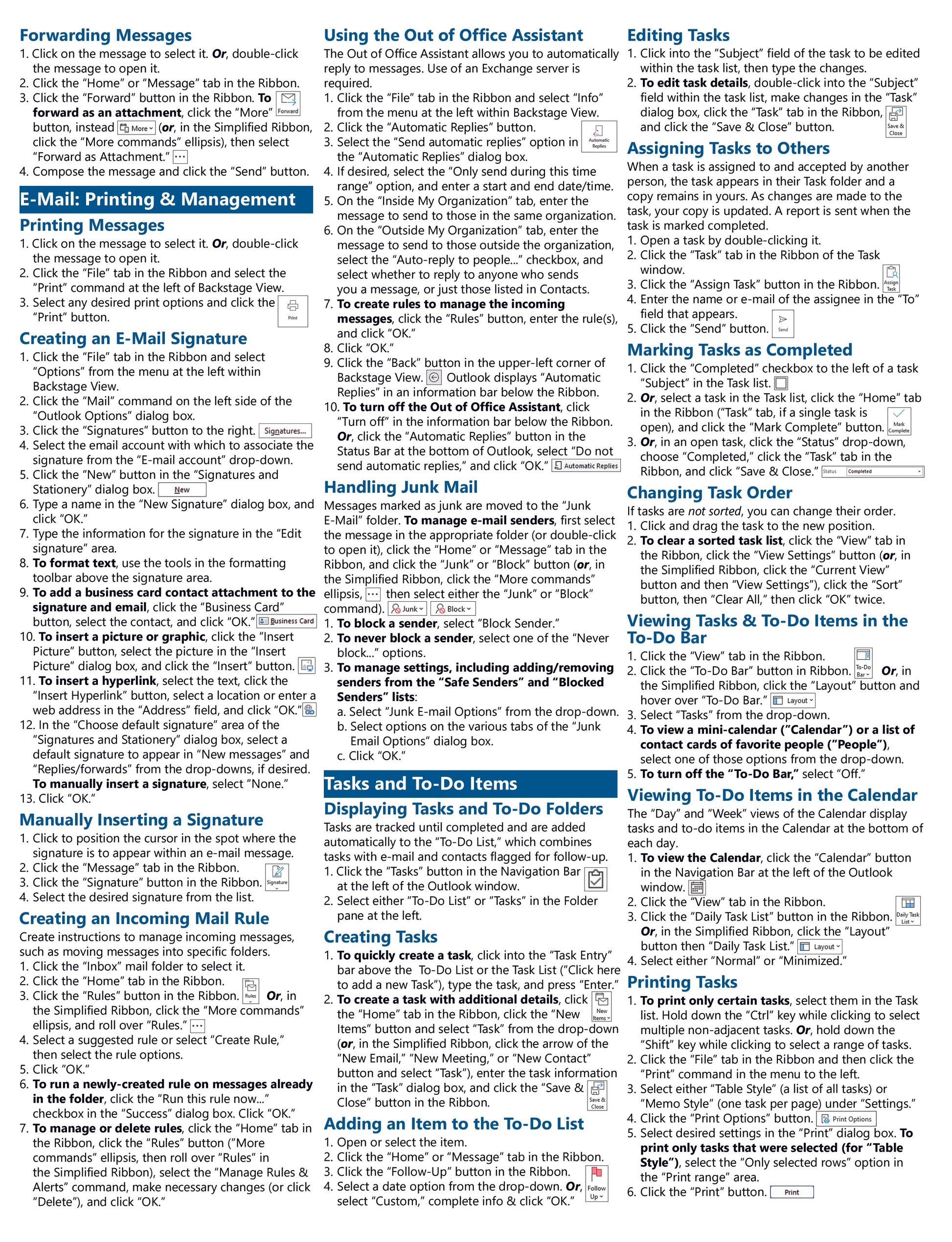 Quick Reference Guide for Outlook for Microsoft 365 Classic Edition.