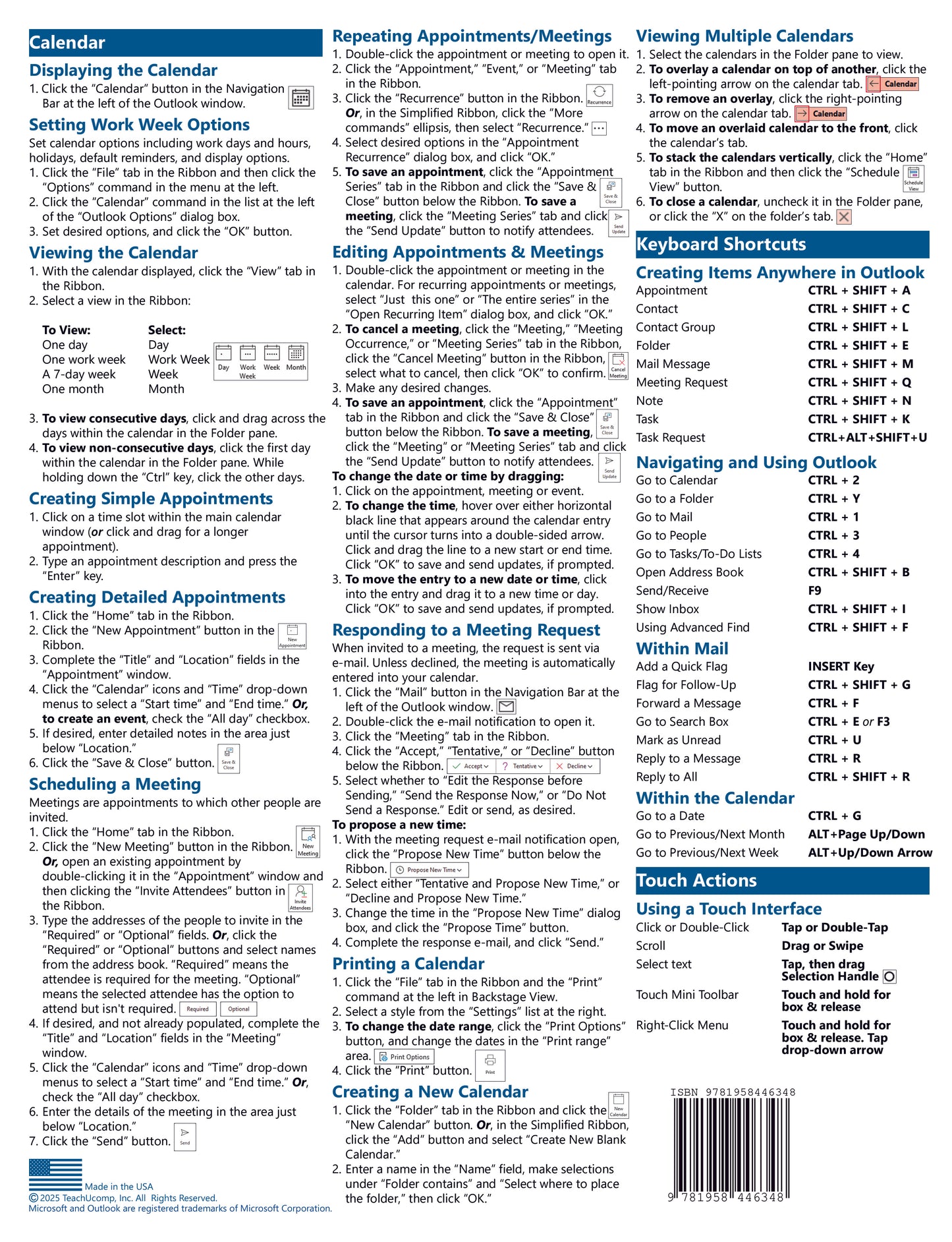Quick Reference Guide for Outlook for Microsoft 365 Classic Edition.