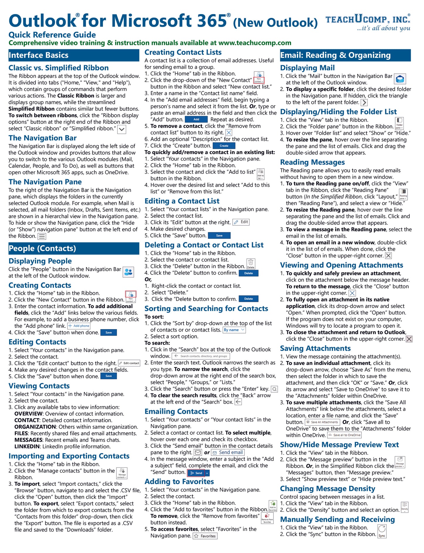 Outlook for Microsoft 365 (New Outlook) Quick Reference Guide.