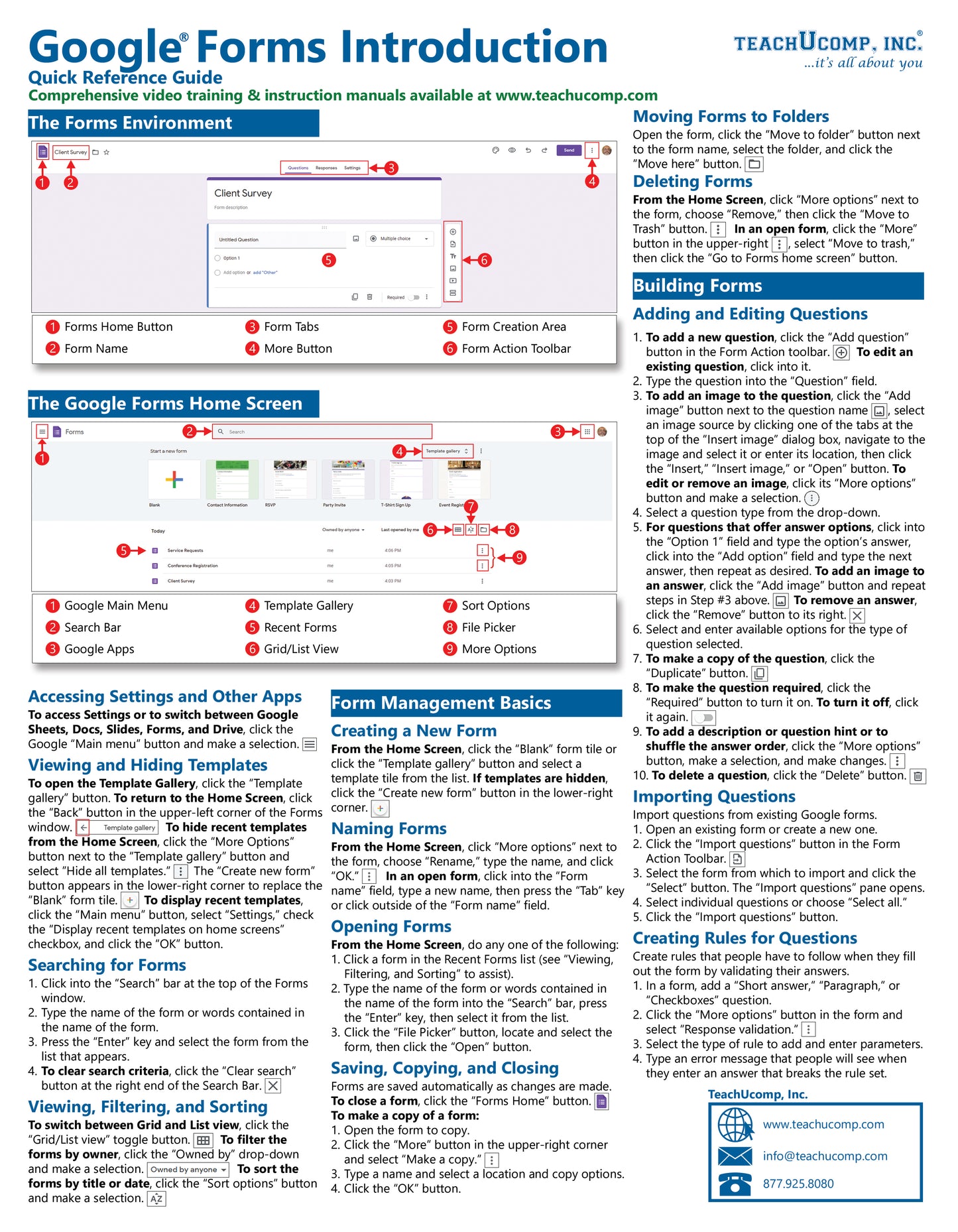 Google Forms Quick Reference Guide.