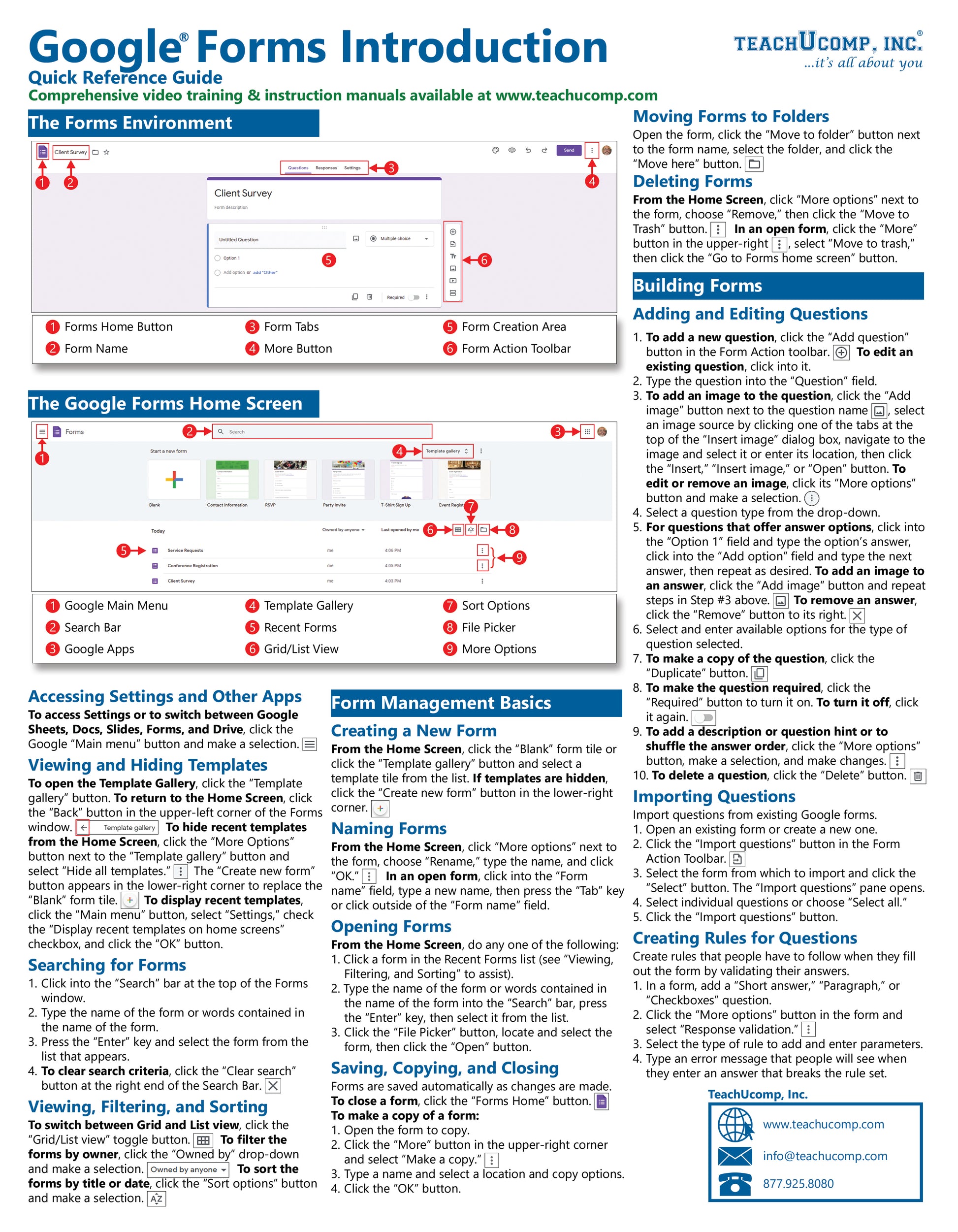 Google Forms Quick Reference Guide.
