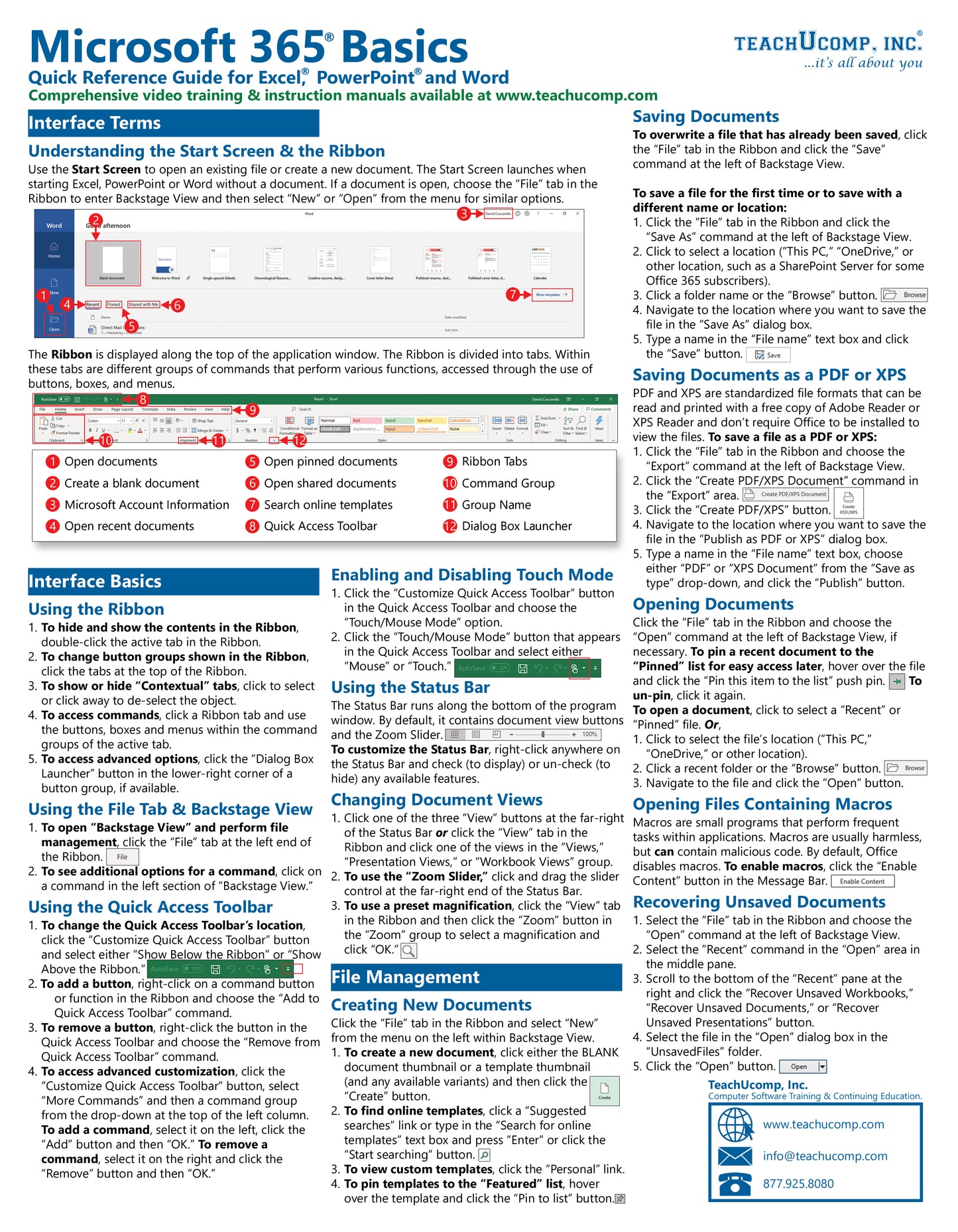 Microsoft 365 Basics Quick Reference Guide.