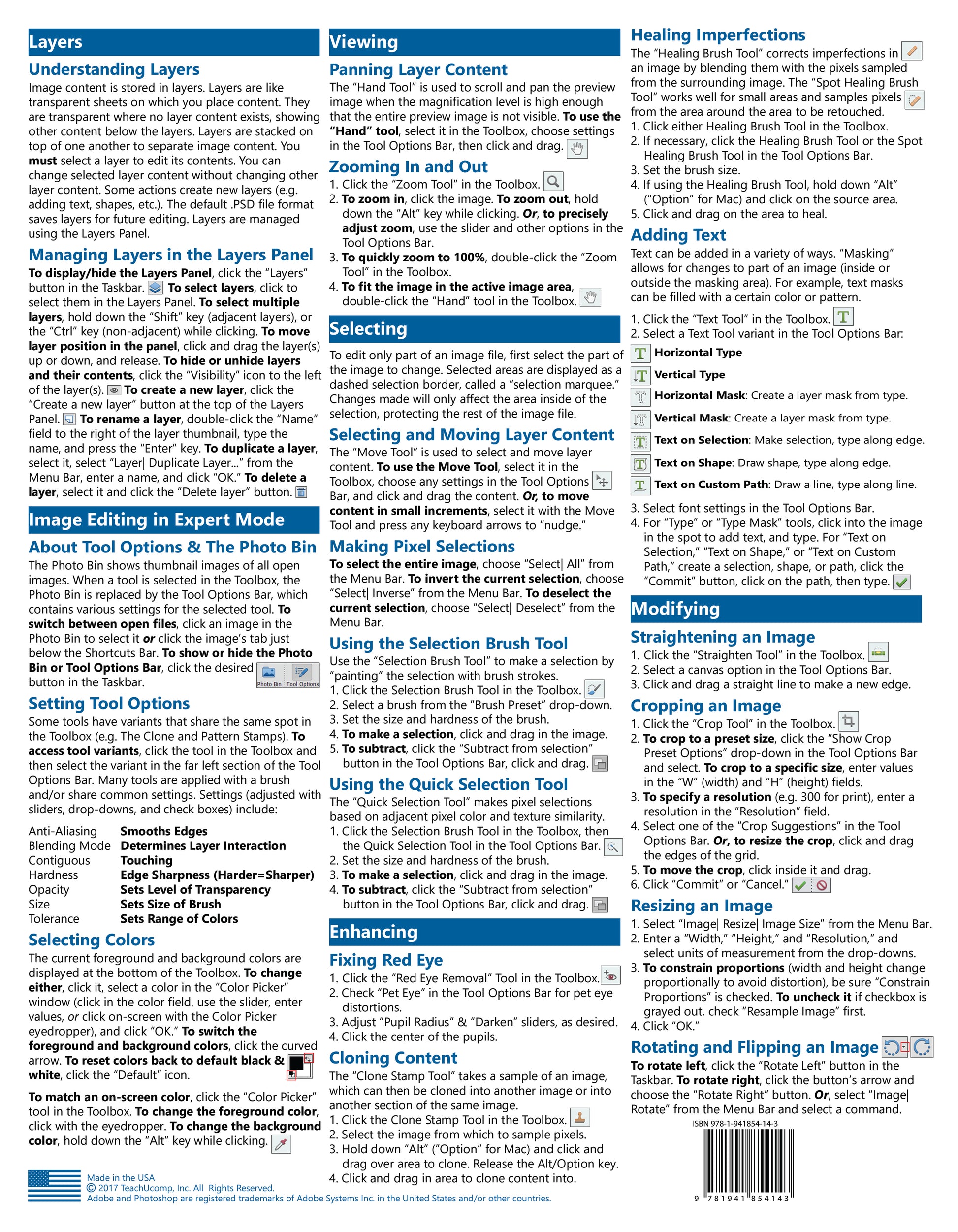 Photoshop Elements 15 Quick Reference Guide.