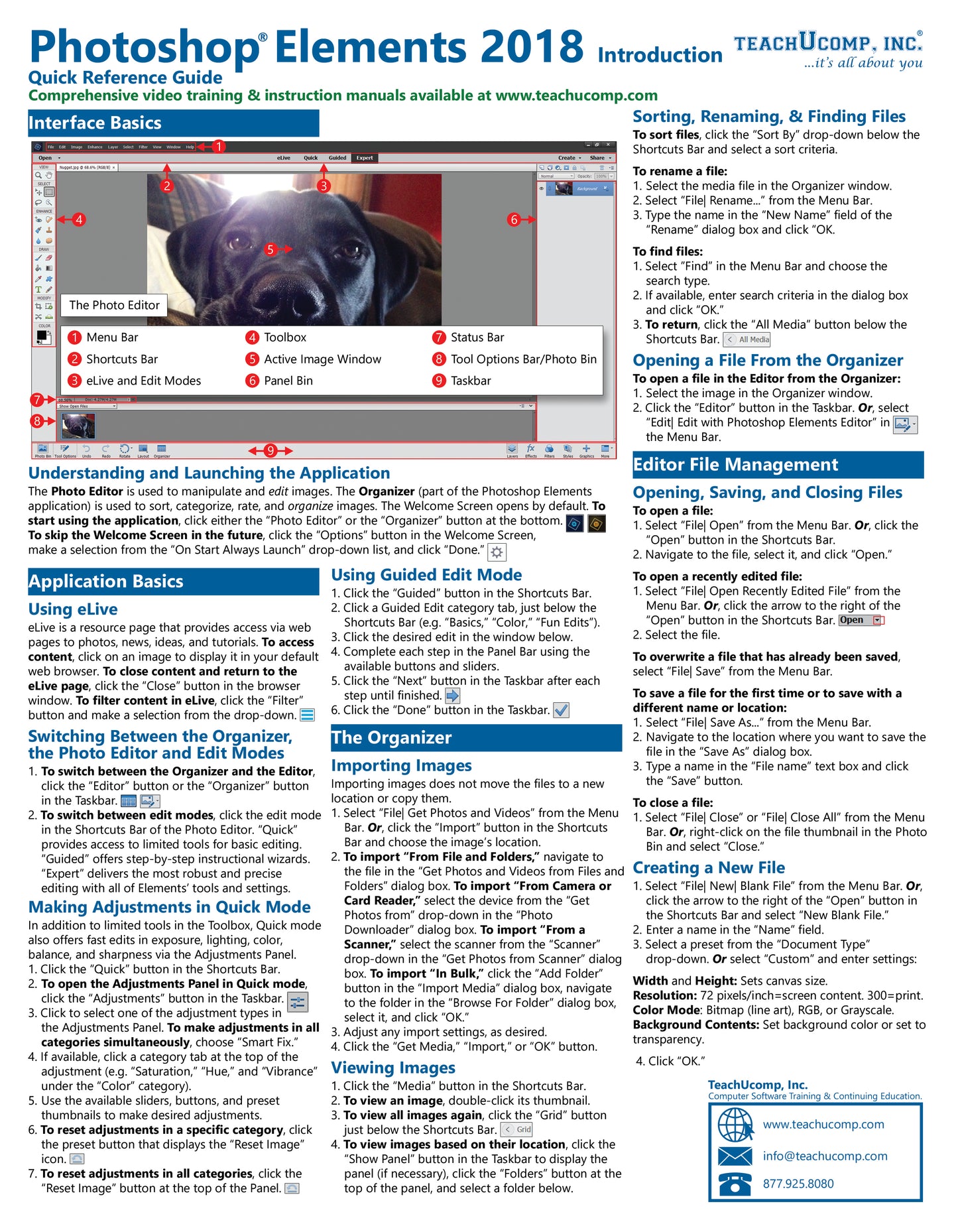 Photoshop Elements 2018 Quick Reference Guide.